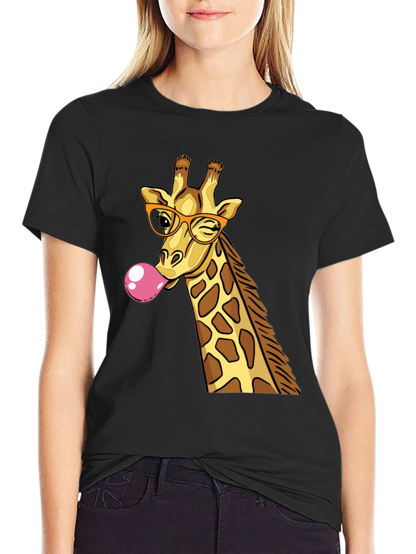 Giraffe Bubble Gum Graphic T-Shirt