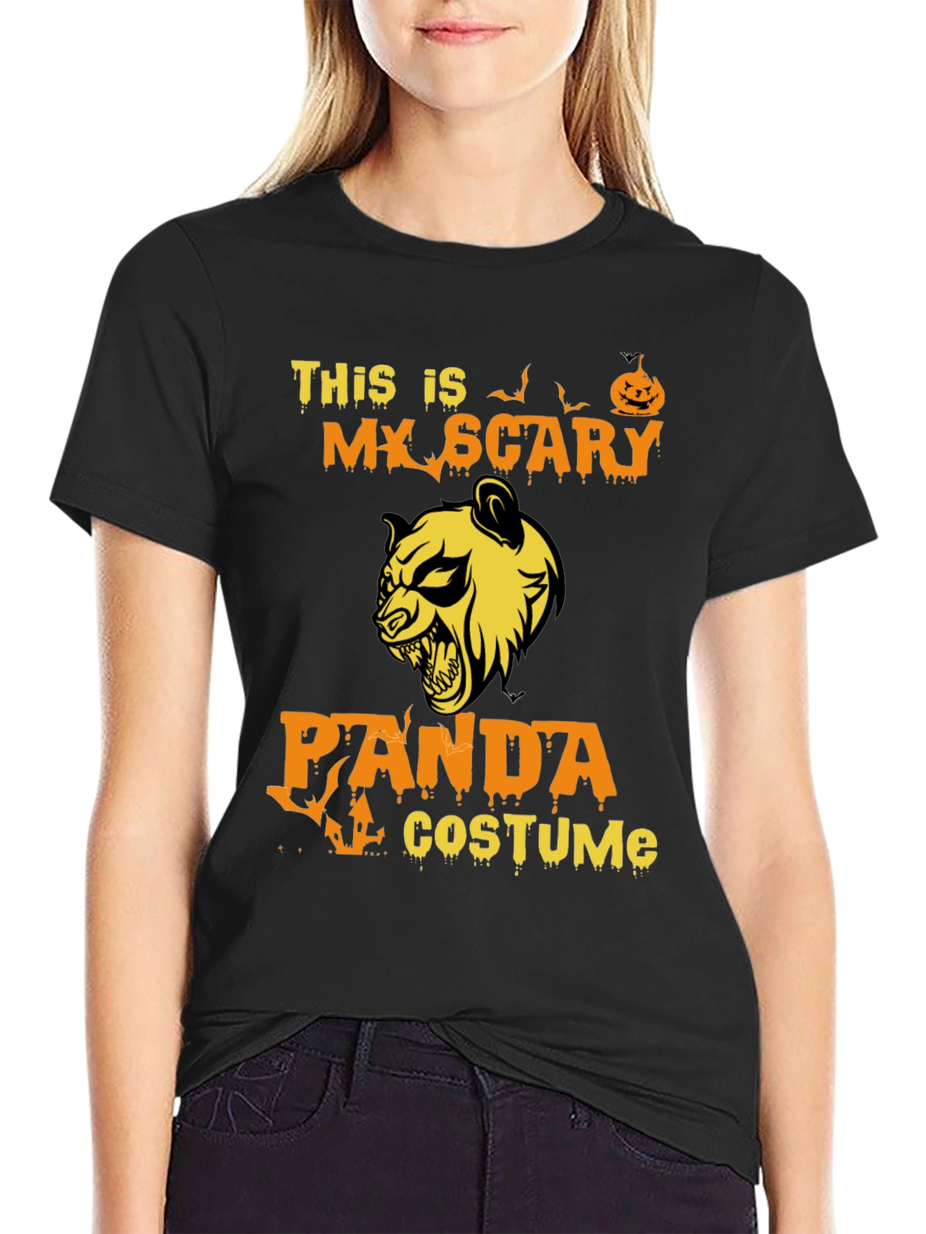 Scary Panda Halloween Costume Graphic Tee