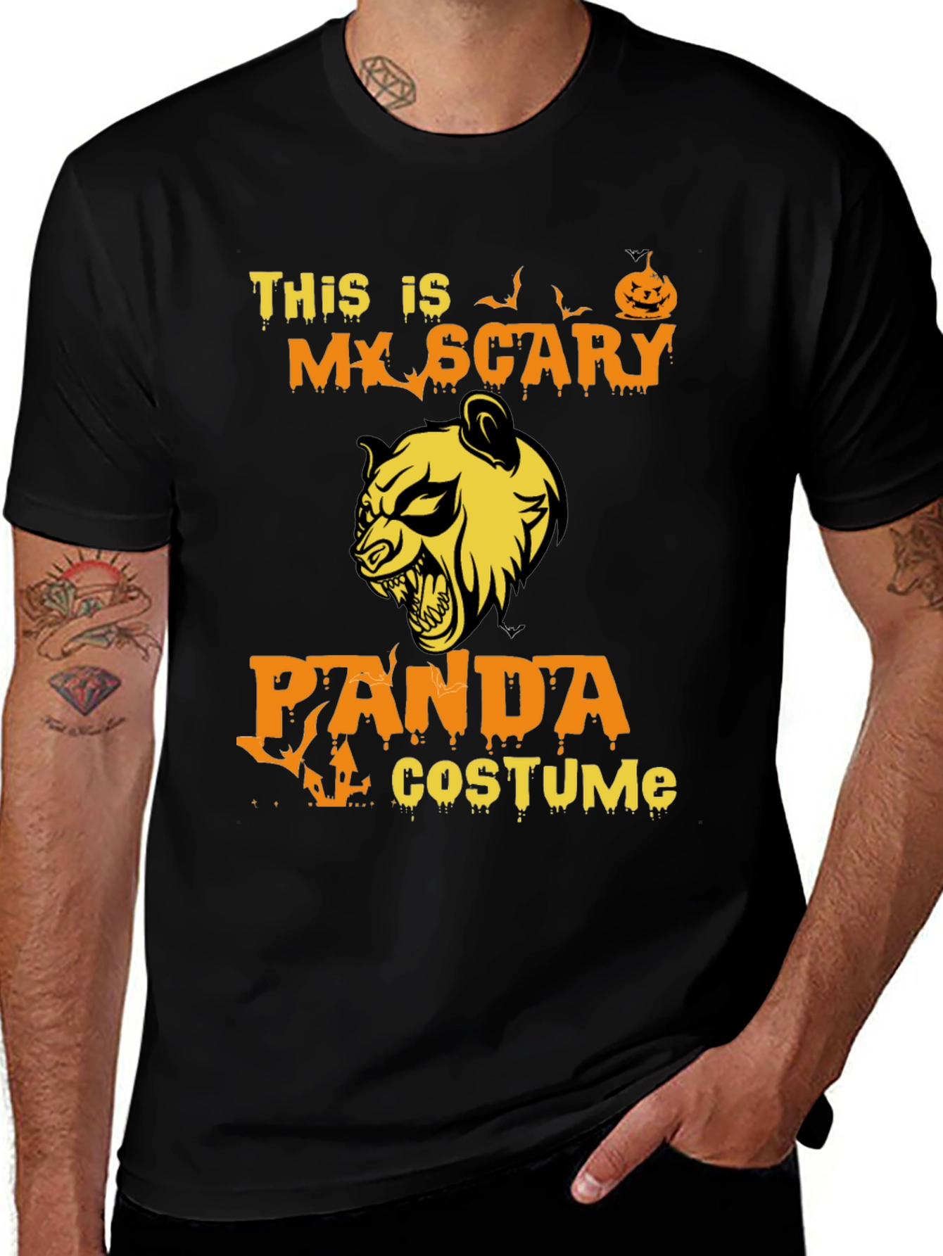 Scary Panda Halloween Costume Graphic Tee
