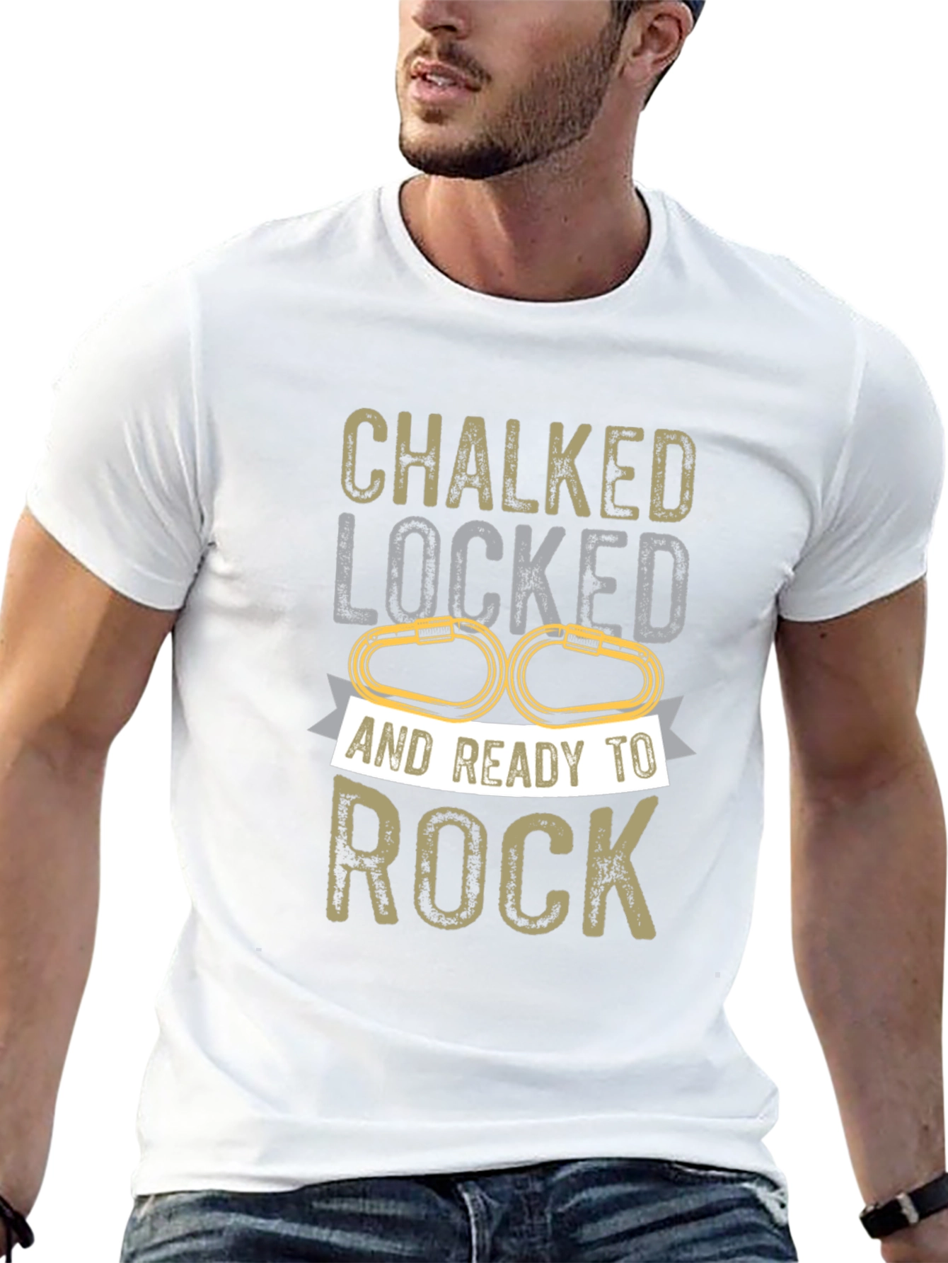 Chalked Locked Ready To Rock Climbing T-Shirt