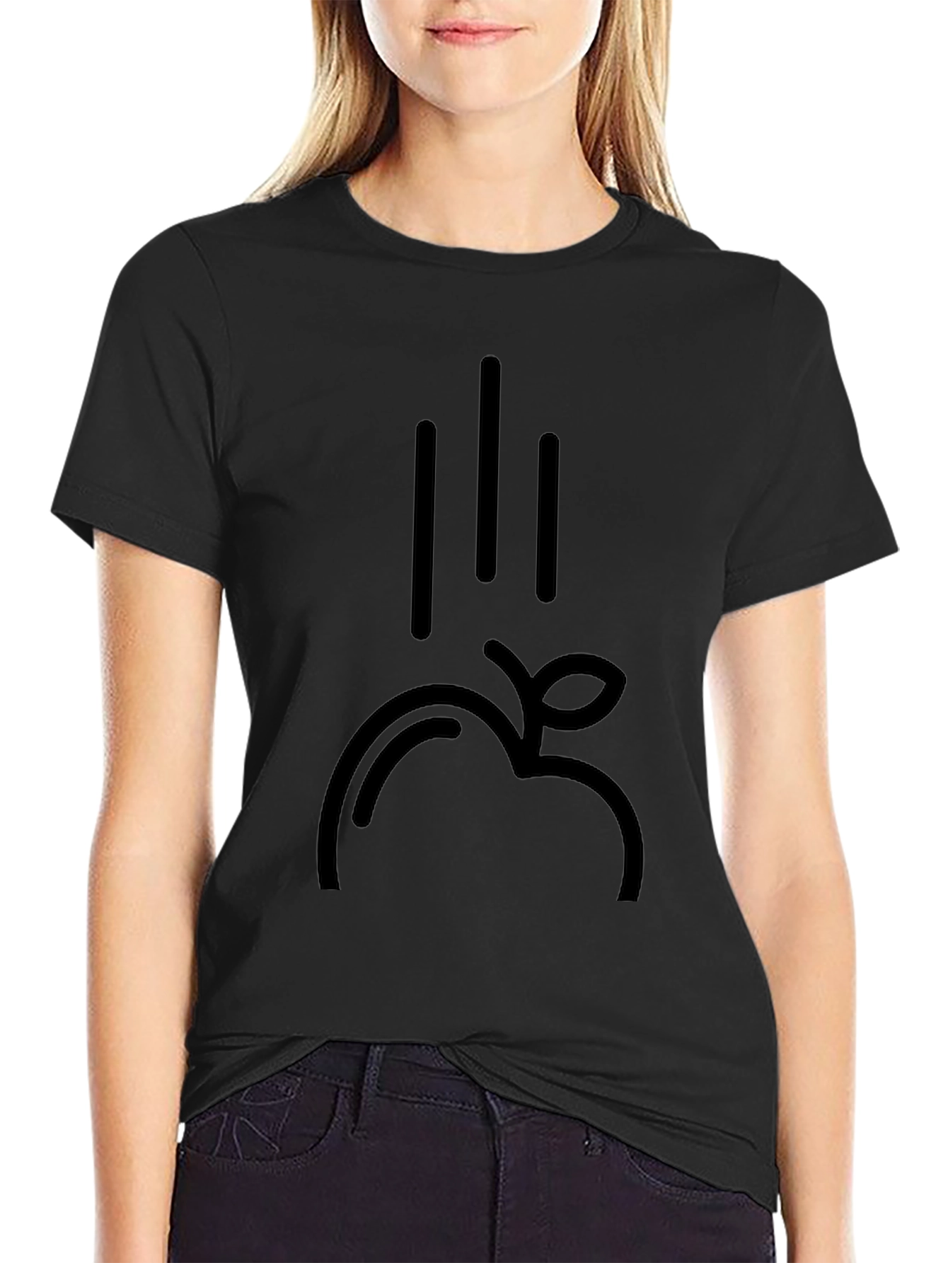 Falling Apple Black Graphic Tee - Modern Style