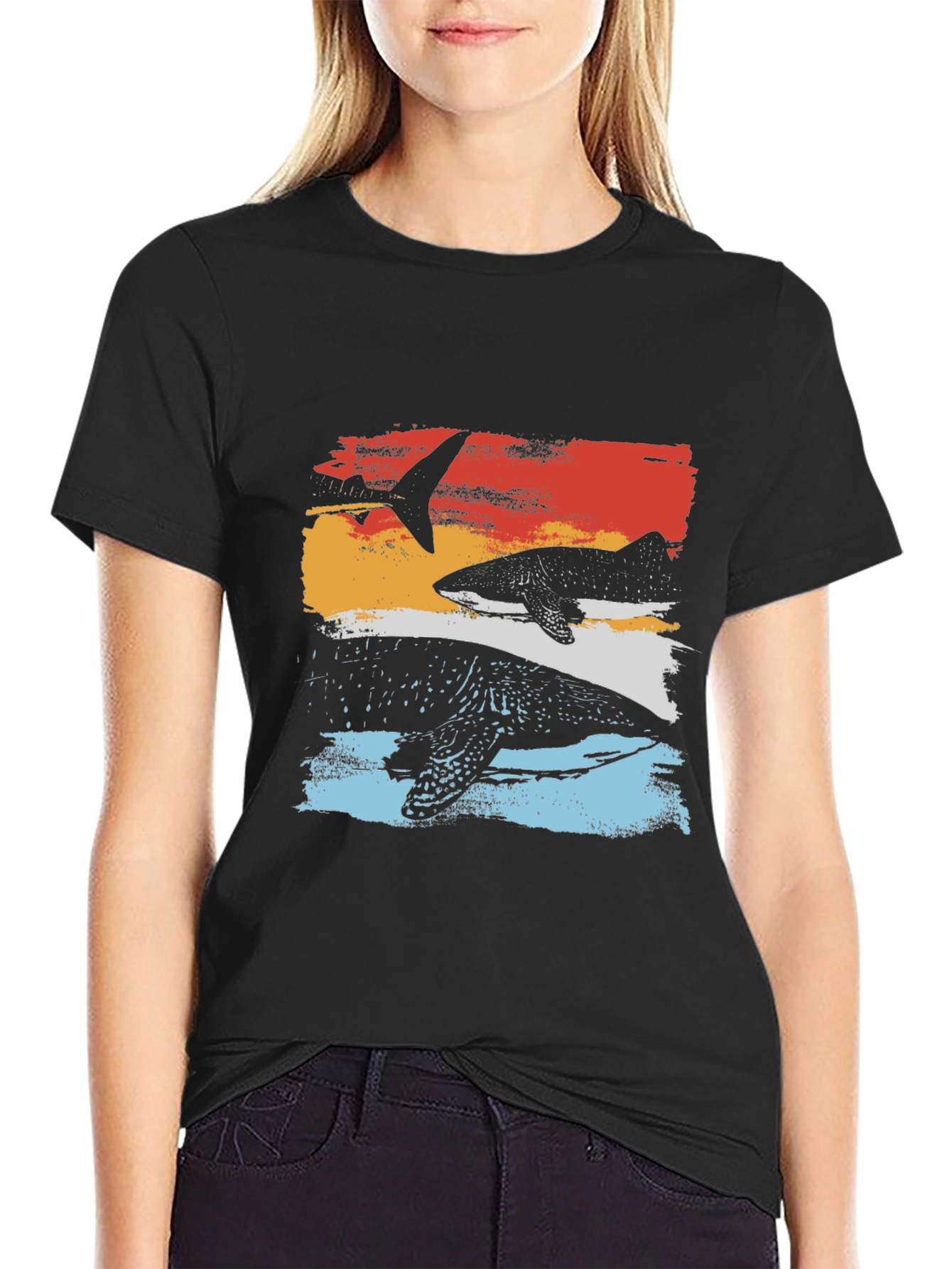 Whale Shark Graphic Tee - Retro Ocean Design