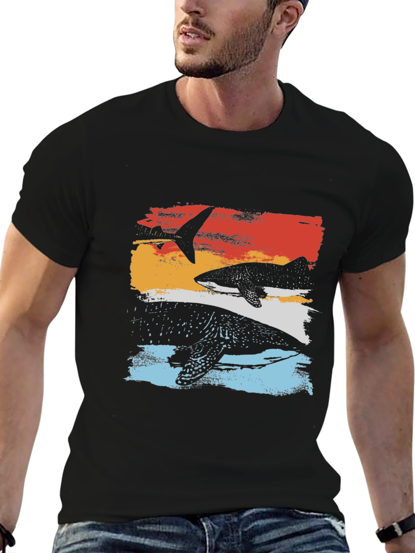 Whale Shark Graphic Tee - Retro Ocean Design