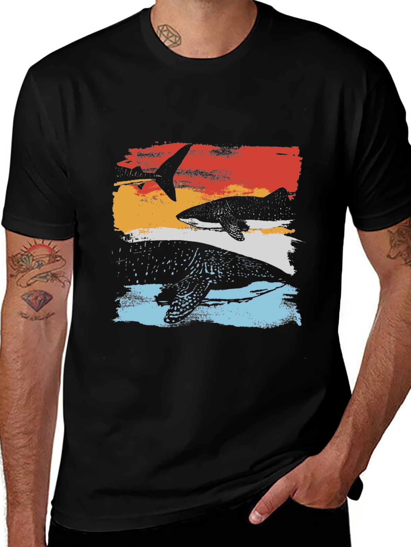 Whale Shark Graphic Tee - Retro Ocean Design