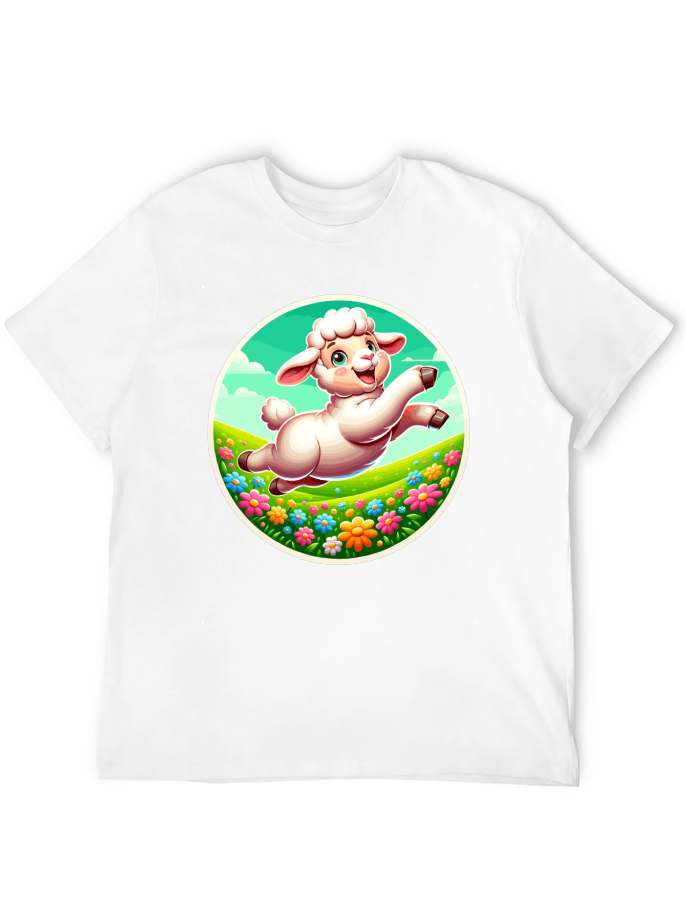 Cute Lamb Graphic Tee - Black Cotton Comfort