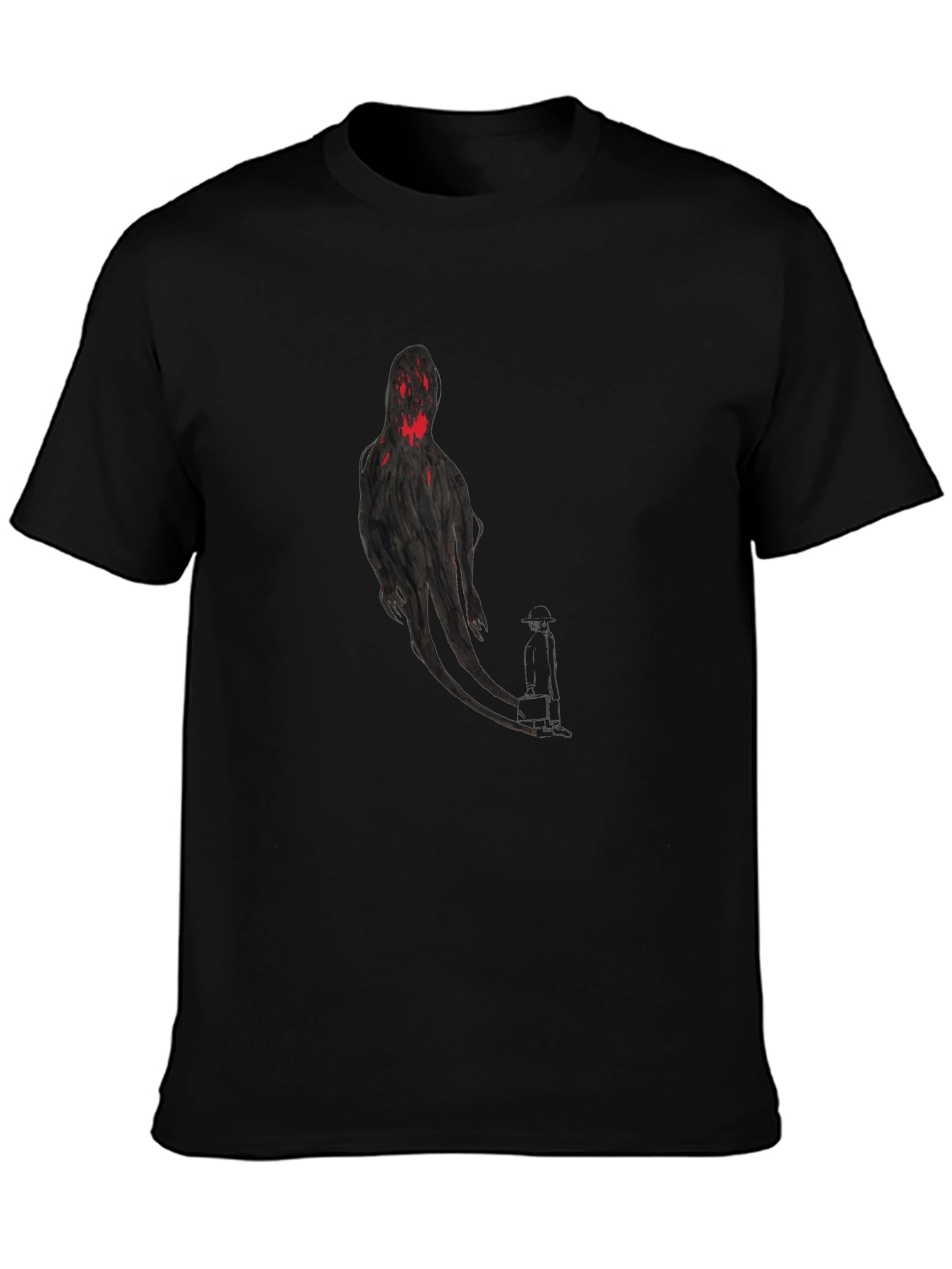 Spooky Shadow Figure Graphic Tee - Black