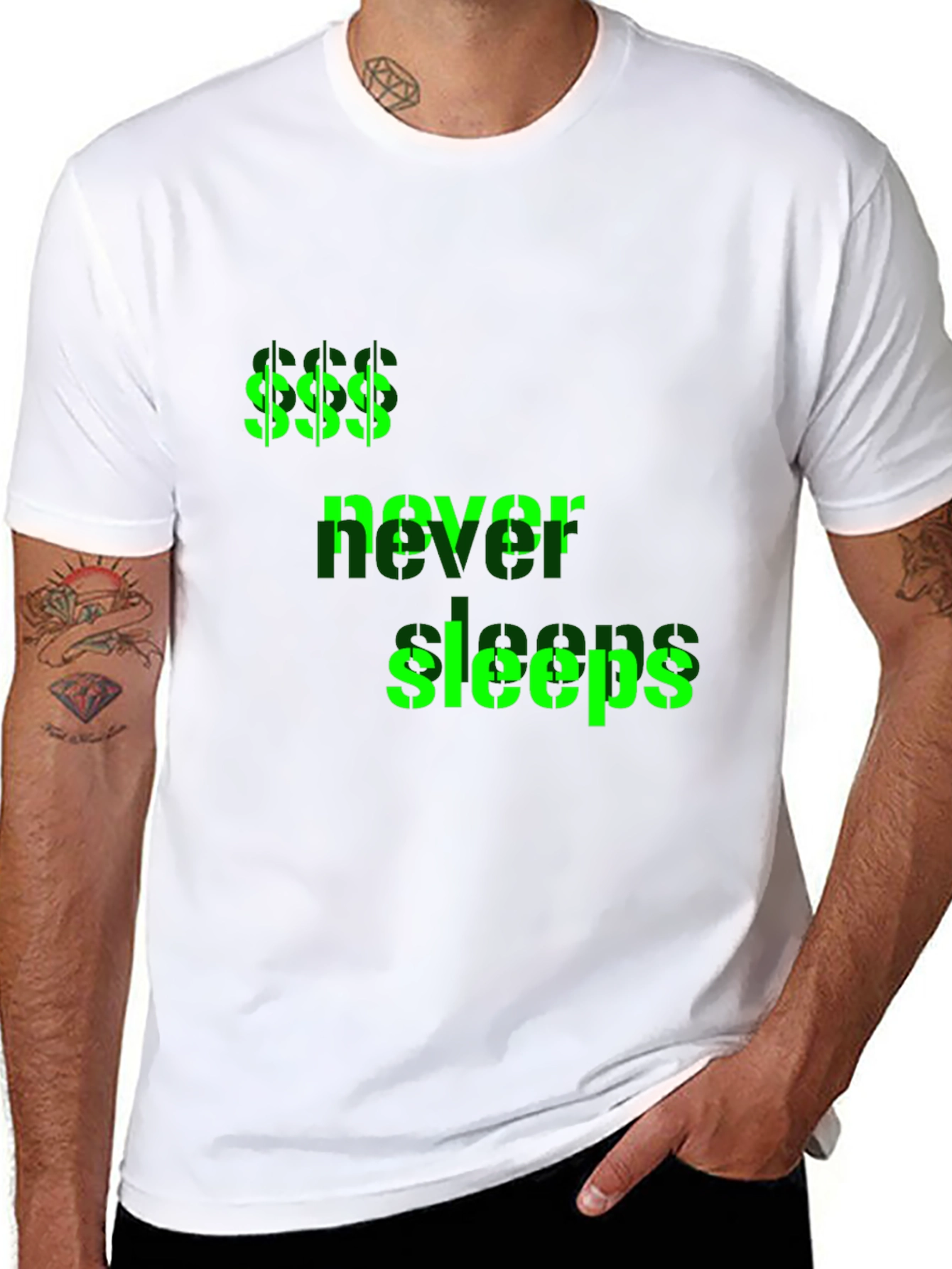 Money Never Sleeps Graphic Tee - Black