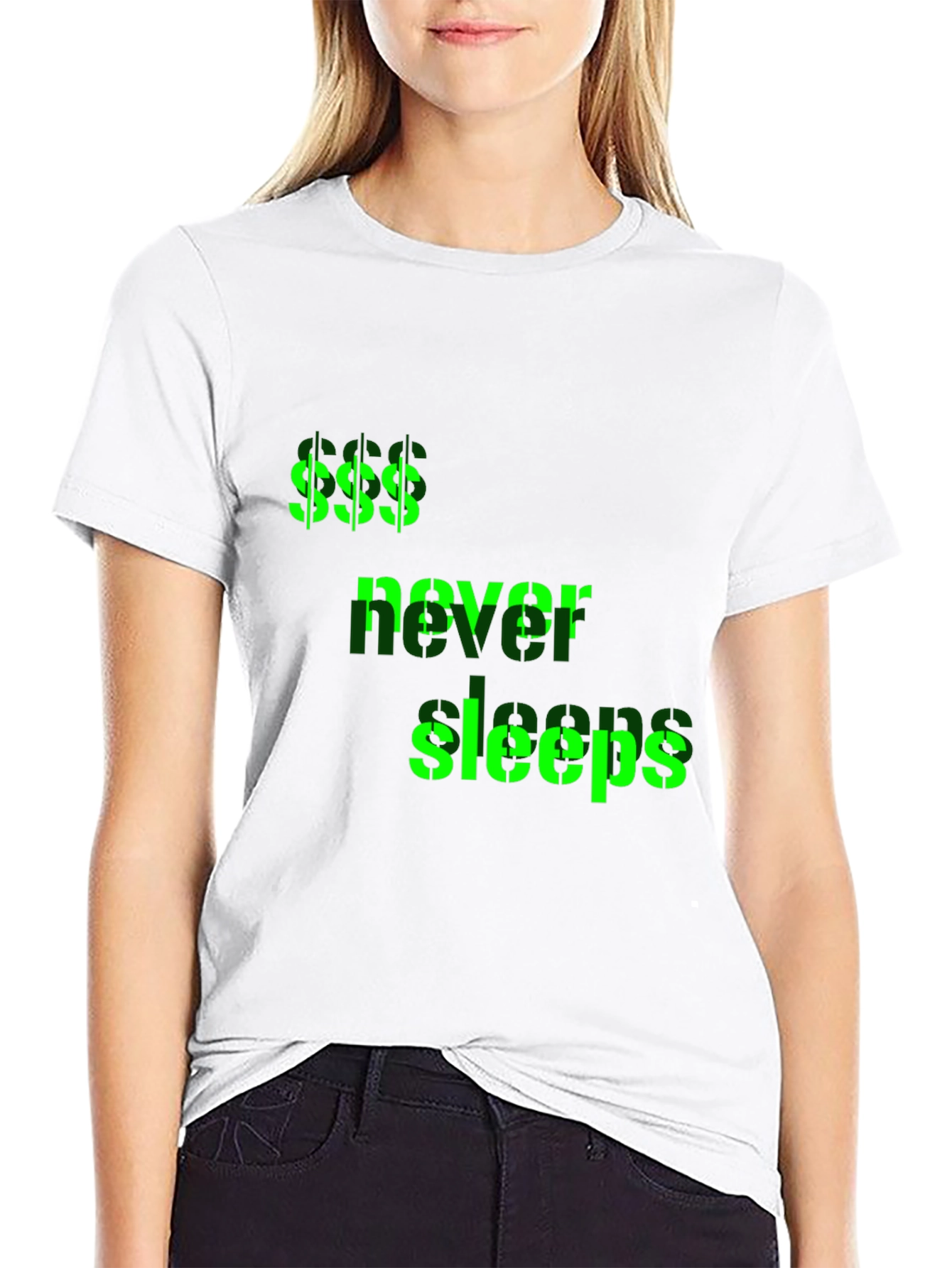 Money Never Sleeps Graphic Tee - Black