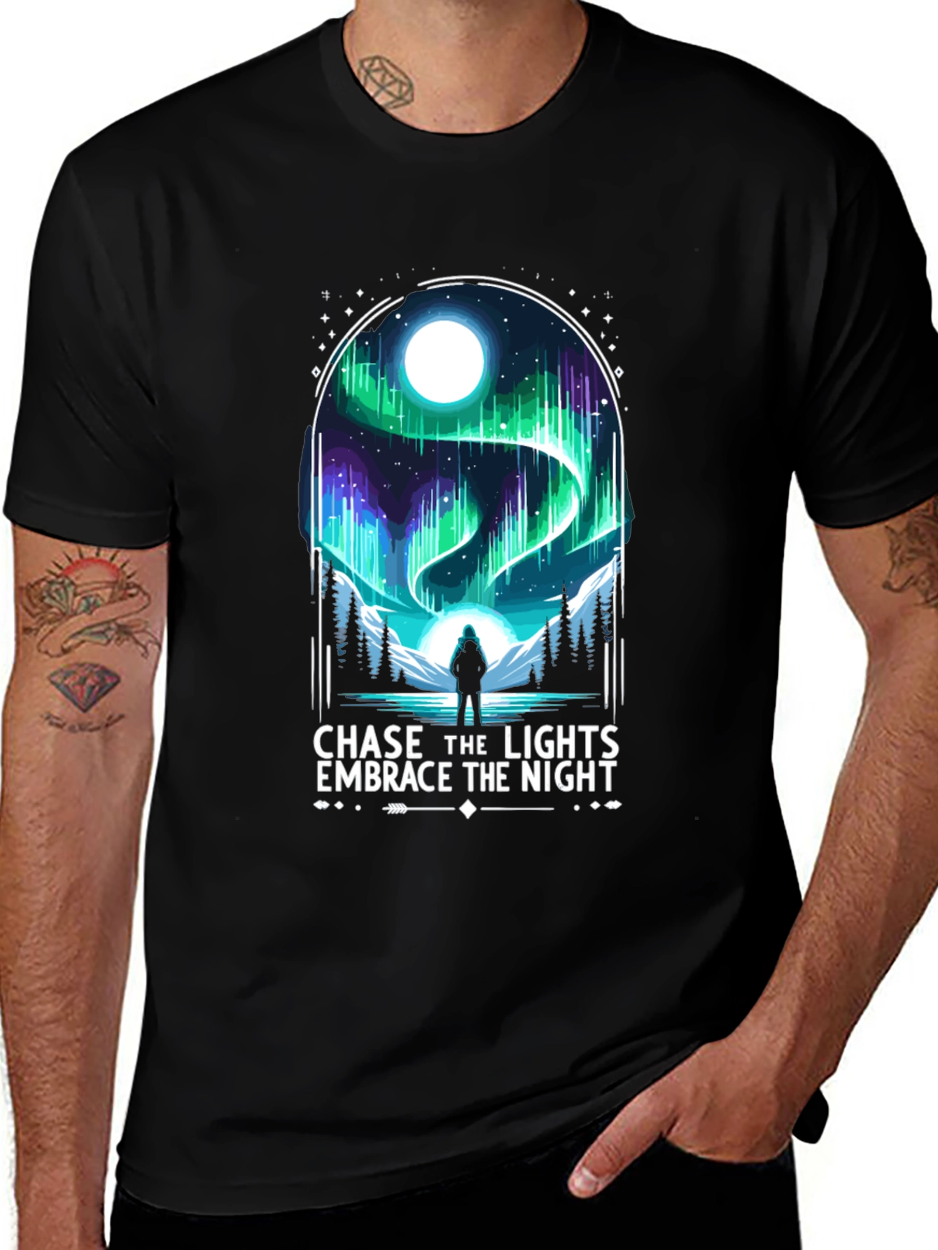 Chase the Lights Mens Black T-Shirt