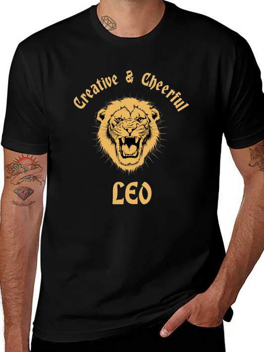 Creative & Cheerful Leo Black T-Shirt