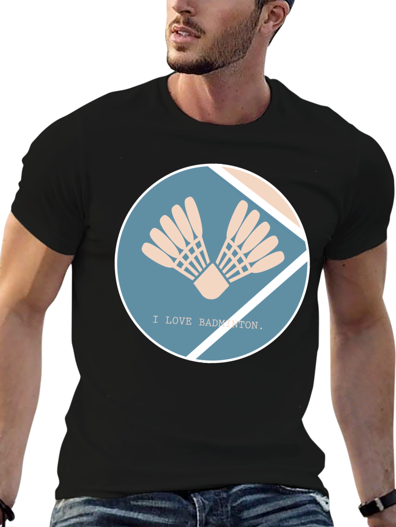 I Love Badminton Graphic Tee - Black