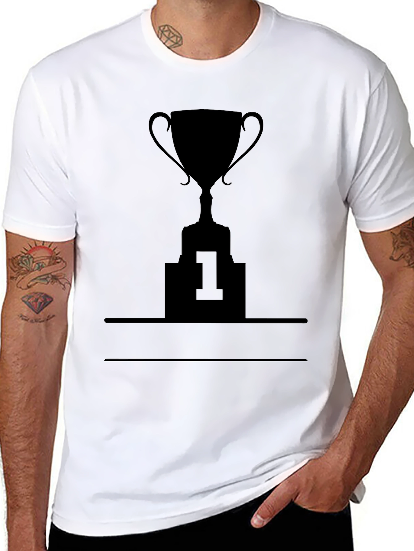 Winners Trophy Graphic Tee - Black Cotton T-Shirt