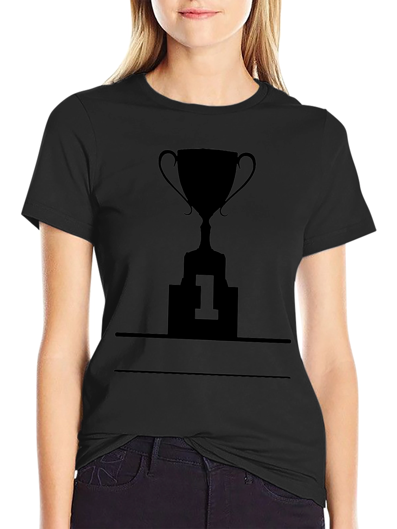 Winners Trophy Graphic Tee - Black Cotton T-Shirt