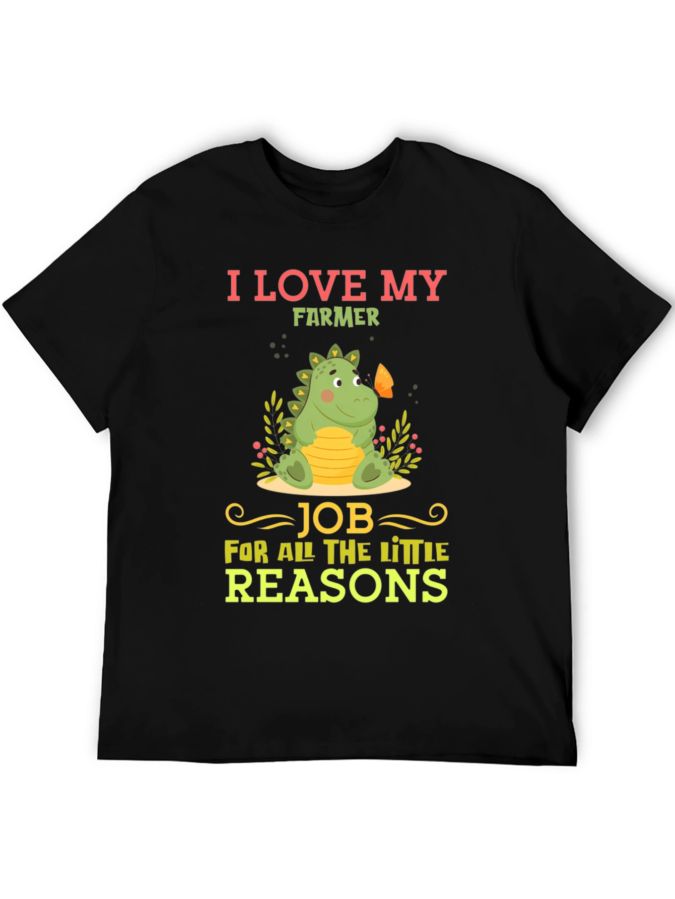 I Love My Farmer T-Shirt Cute Dinosaur Design