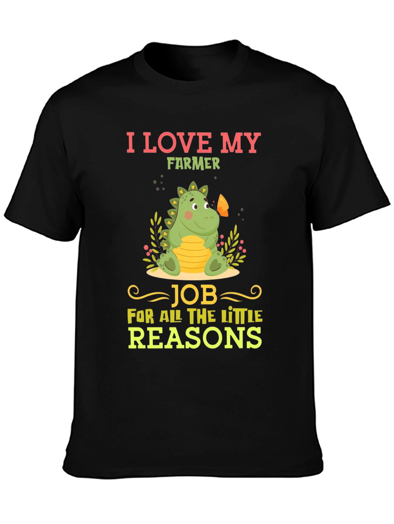 I Love My Farmer T-Shirt Cute Dinosaur Design