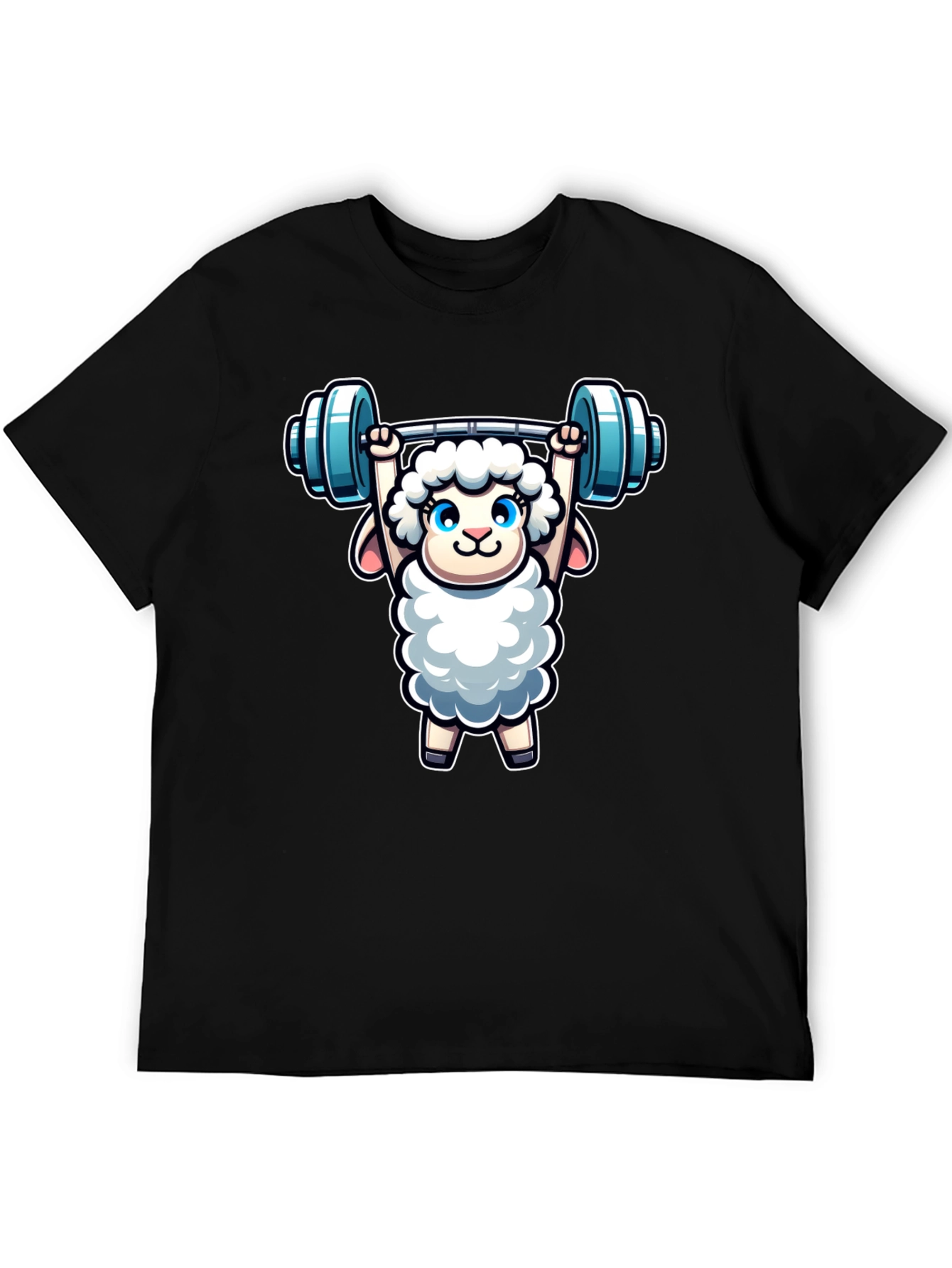 Weightlifting Sheep T-Shirt - Black Cotton