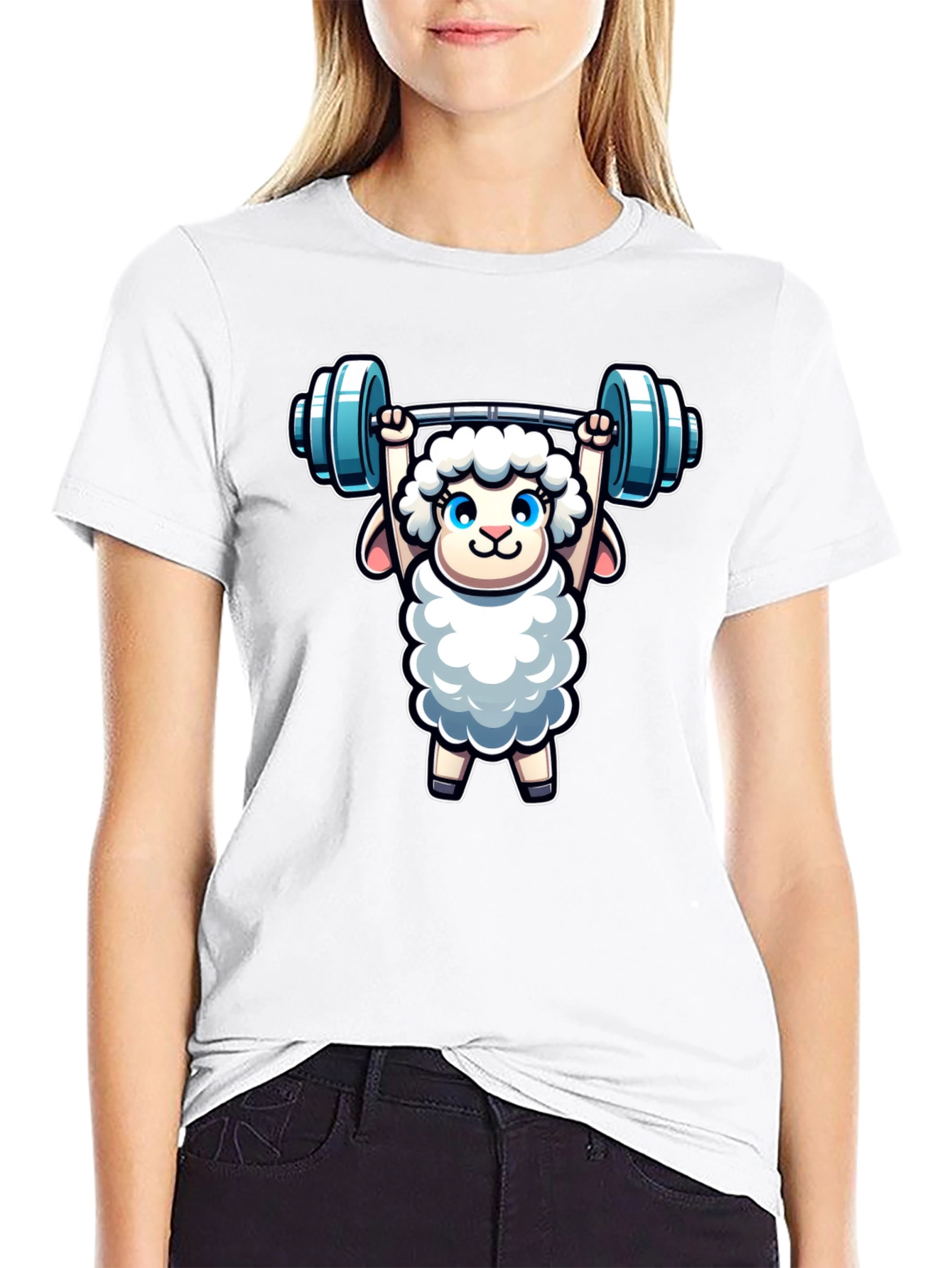 Weightlifting Sheep T-Shirt - Black Cotton