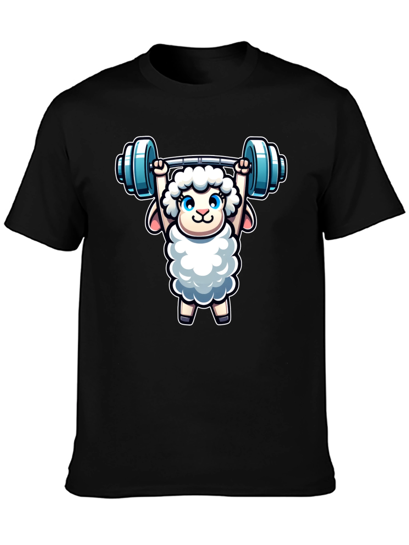 Weightlifting Sheep T-Shirt - Black Cotton