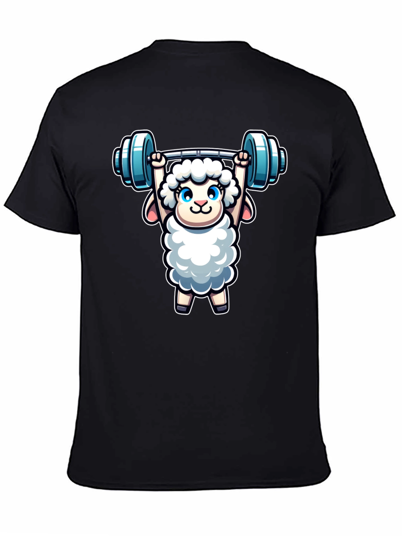 Weightlifting Sheep T-Shirt - Black Cotton