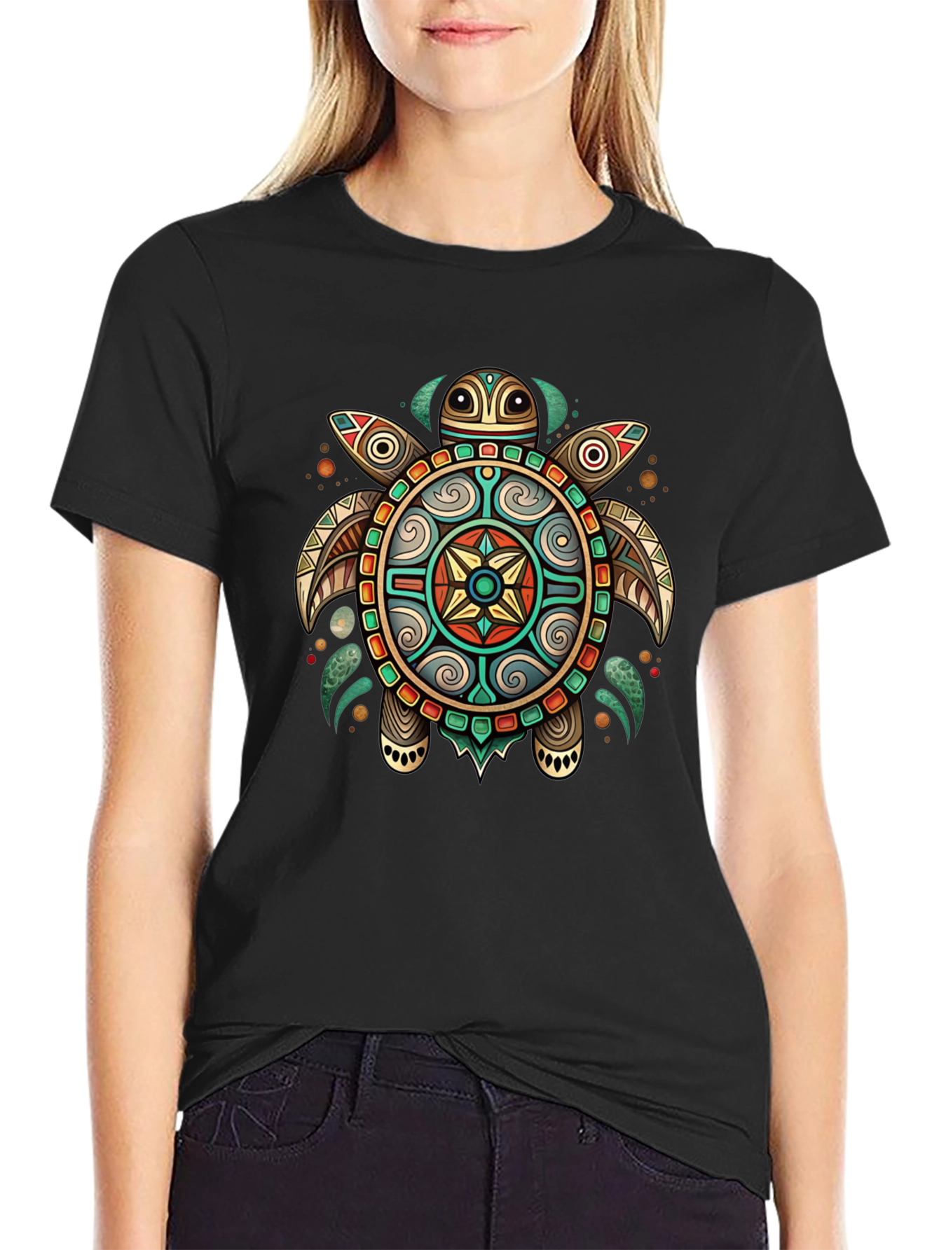 Tribal Turtle Graphic T-Shirt - Unique Design