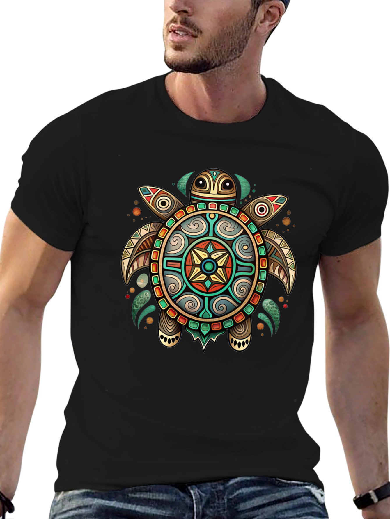 Tribal Turtle Graphic T-Shirt - Unique Design