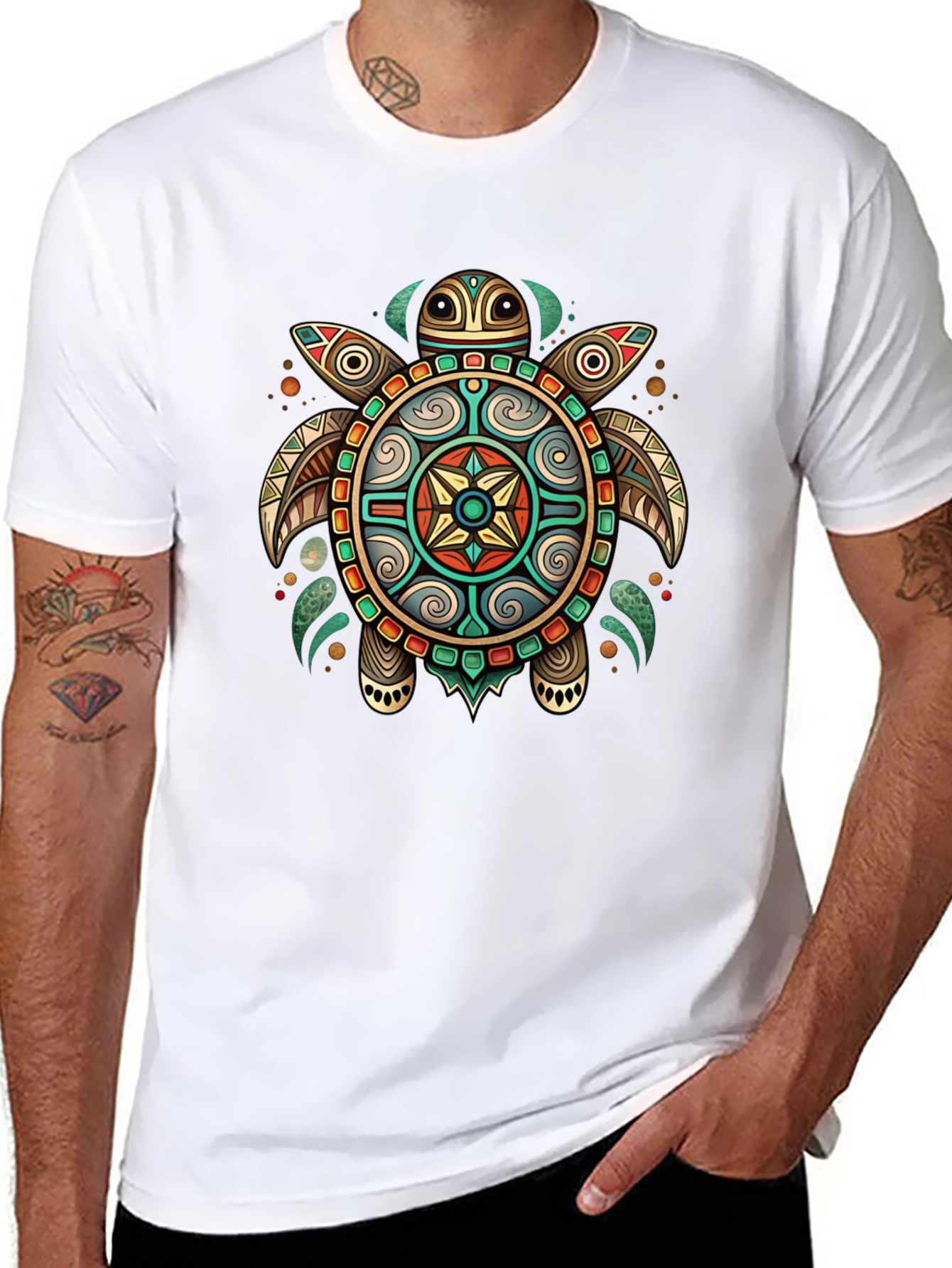 Tribal Turtle Graphic T-Shirt - Unique Design