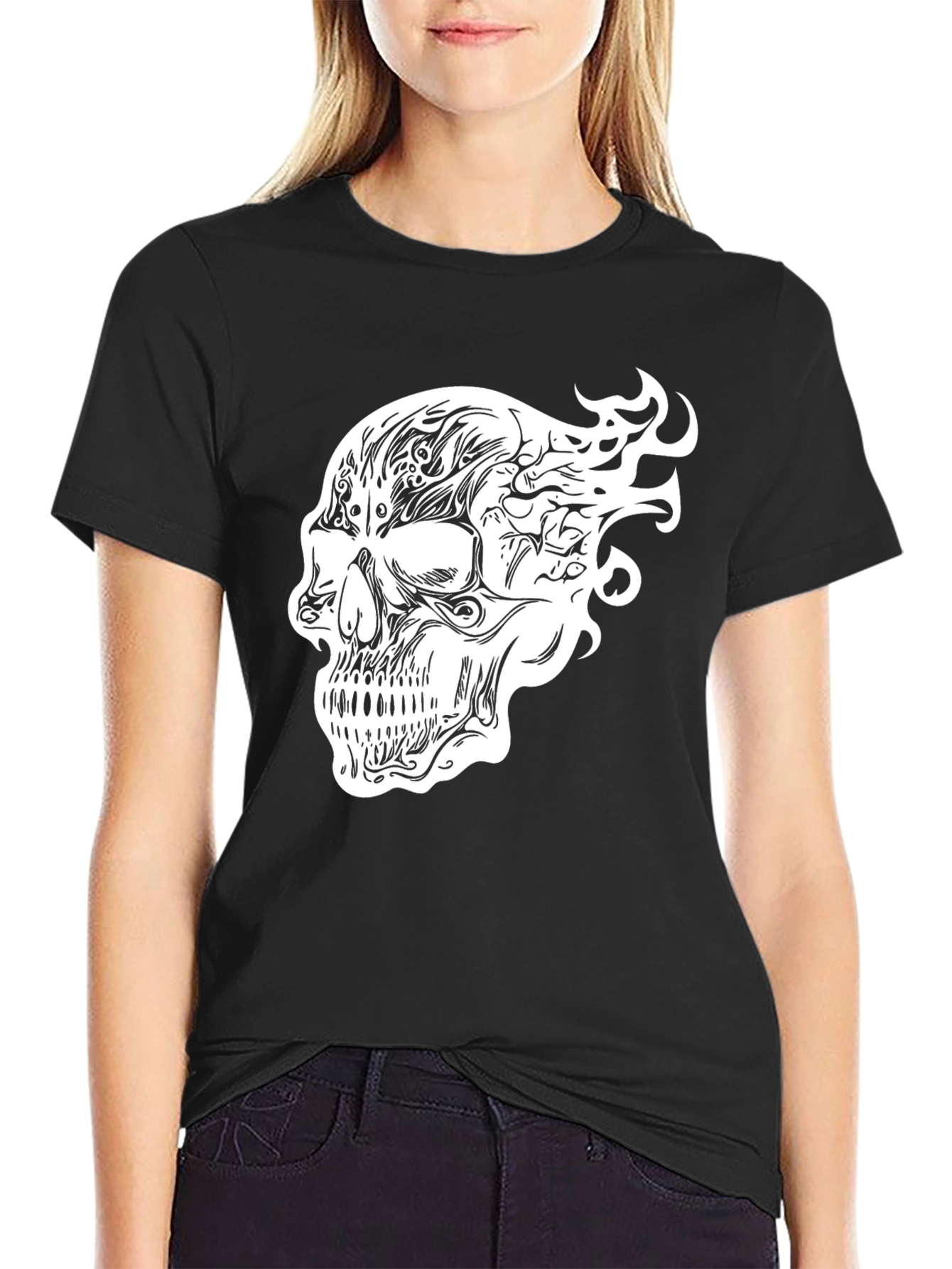 Skull Graphic Print Black T-Shirt