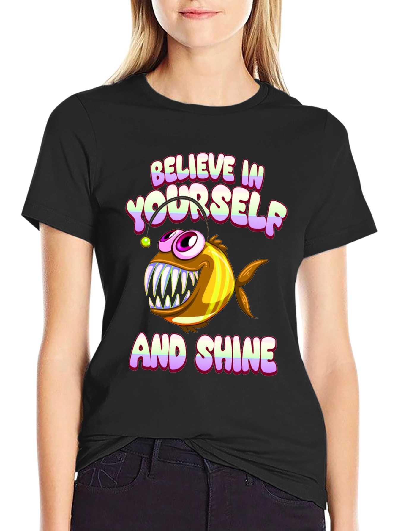 Believe in Yourself Angler Fish Graphic T-Shirt