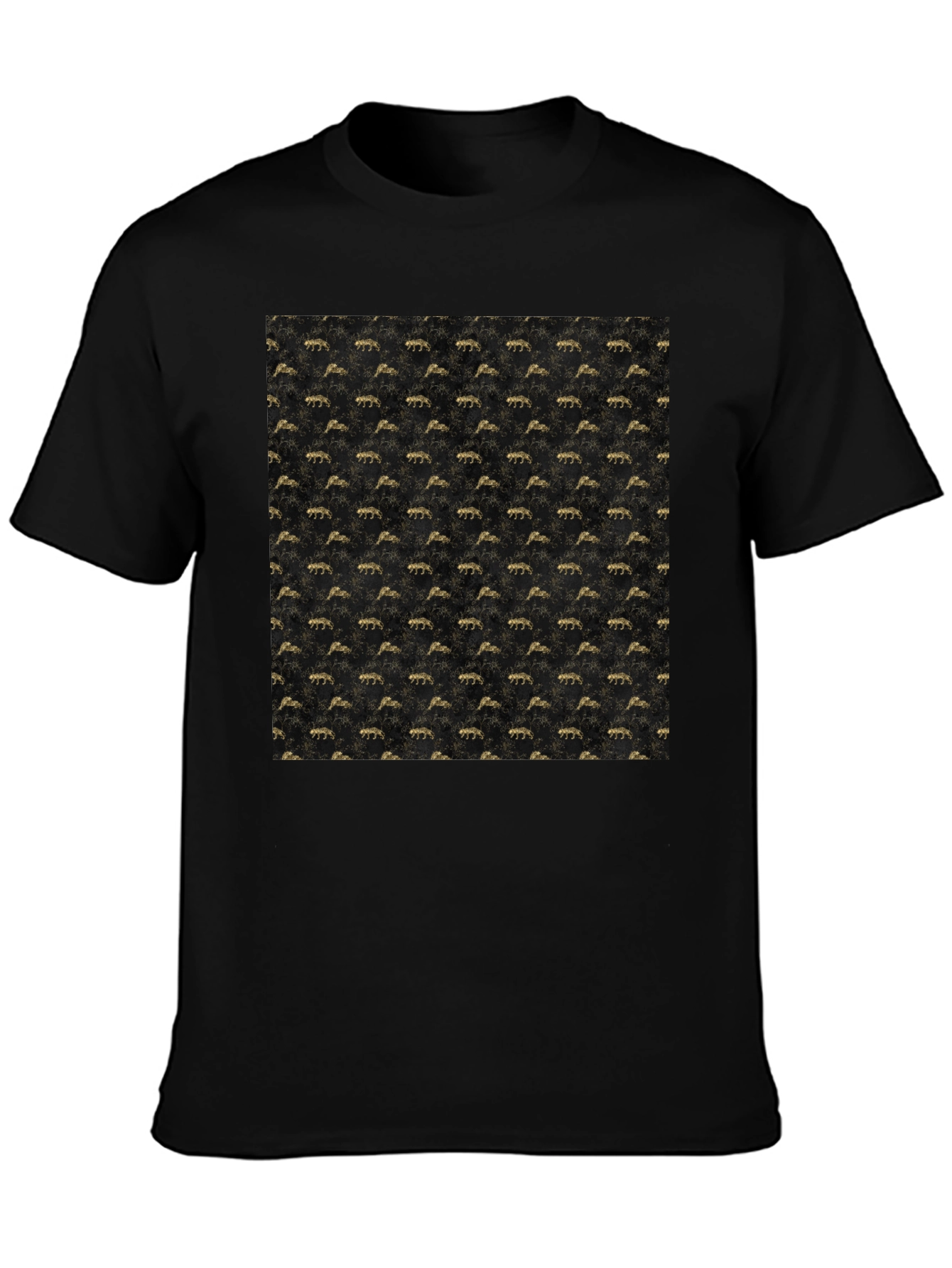 Stylish Black Tee with Gold Pattern