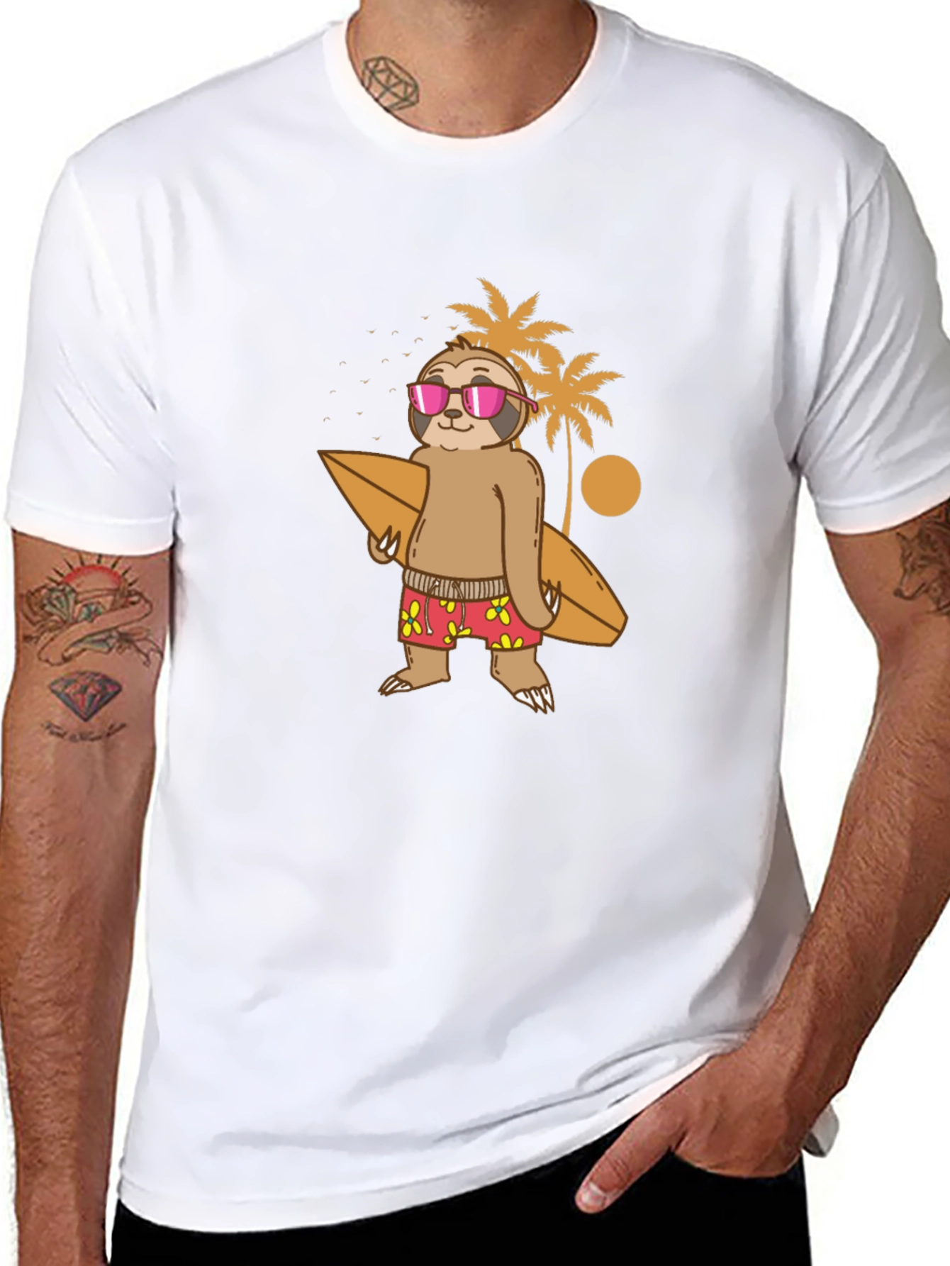 Sloth Surfer Graphic T-Shirt - Summer Style