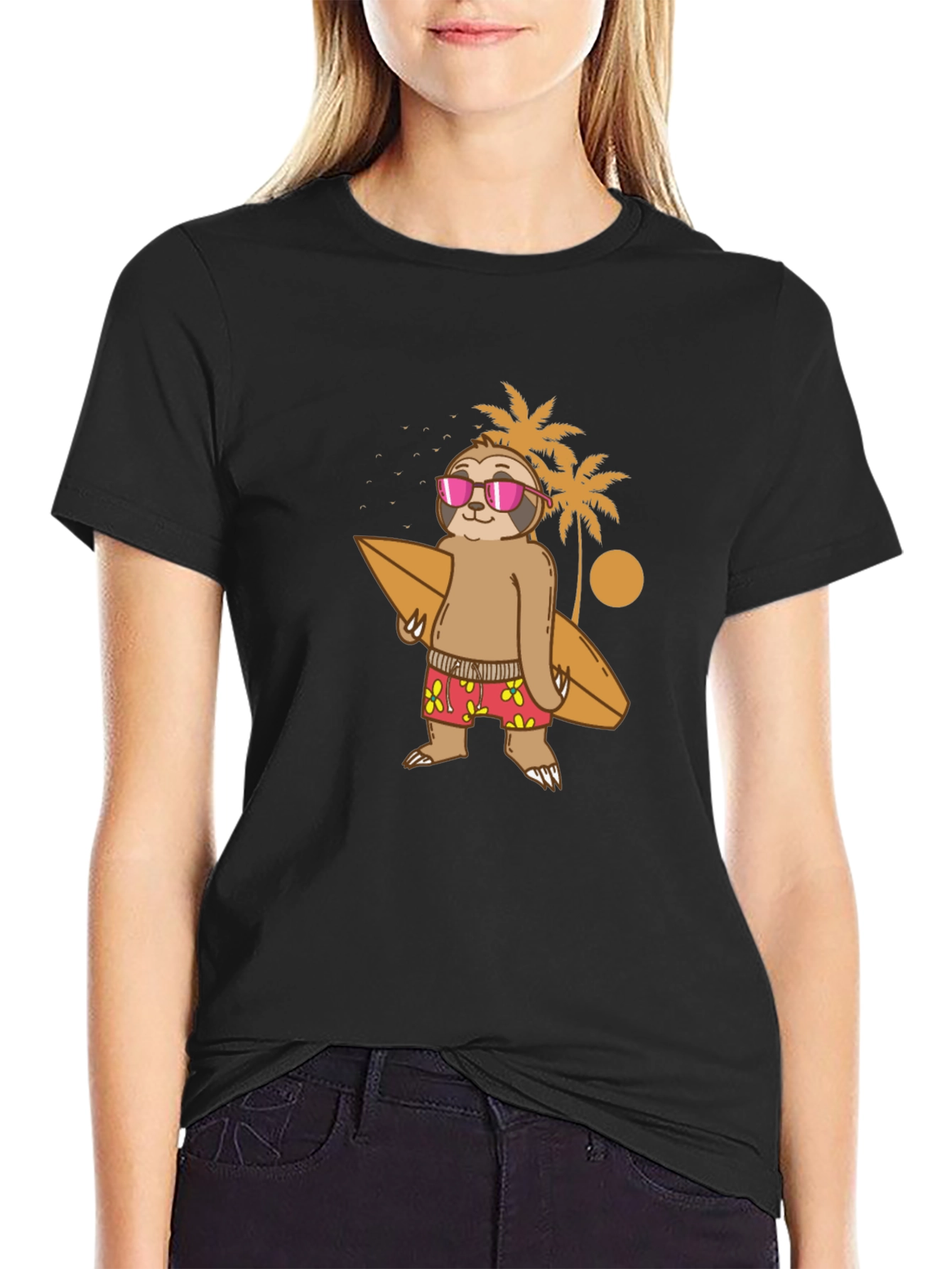 Sloth Surfer Graphic T-Shirt - Summer Style