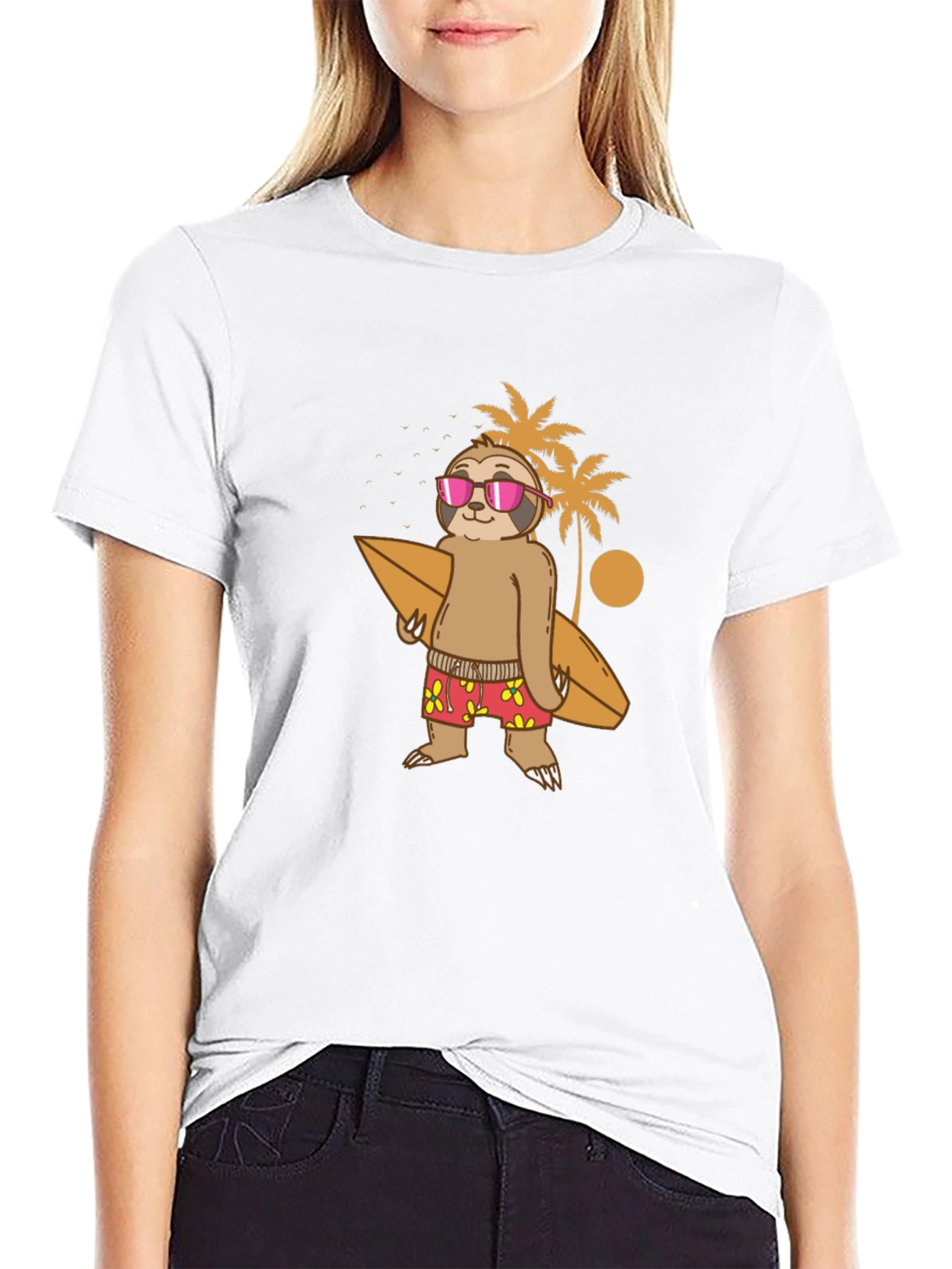 Sloth Surfer Graphic T-Shirt - Summer Style