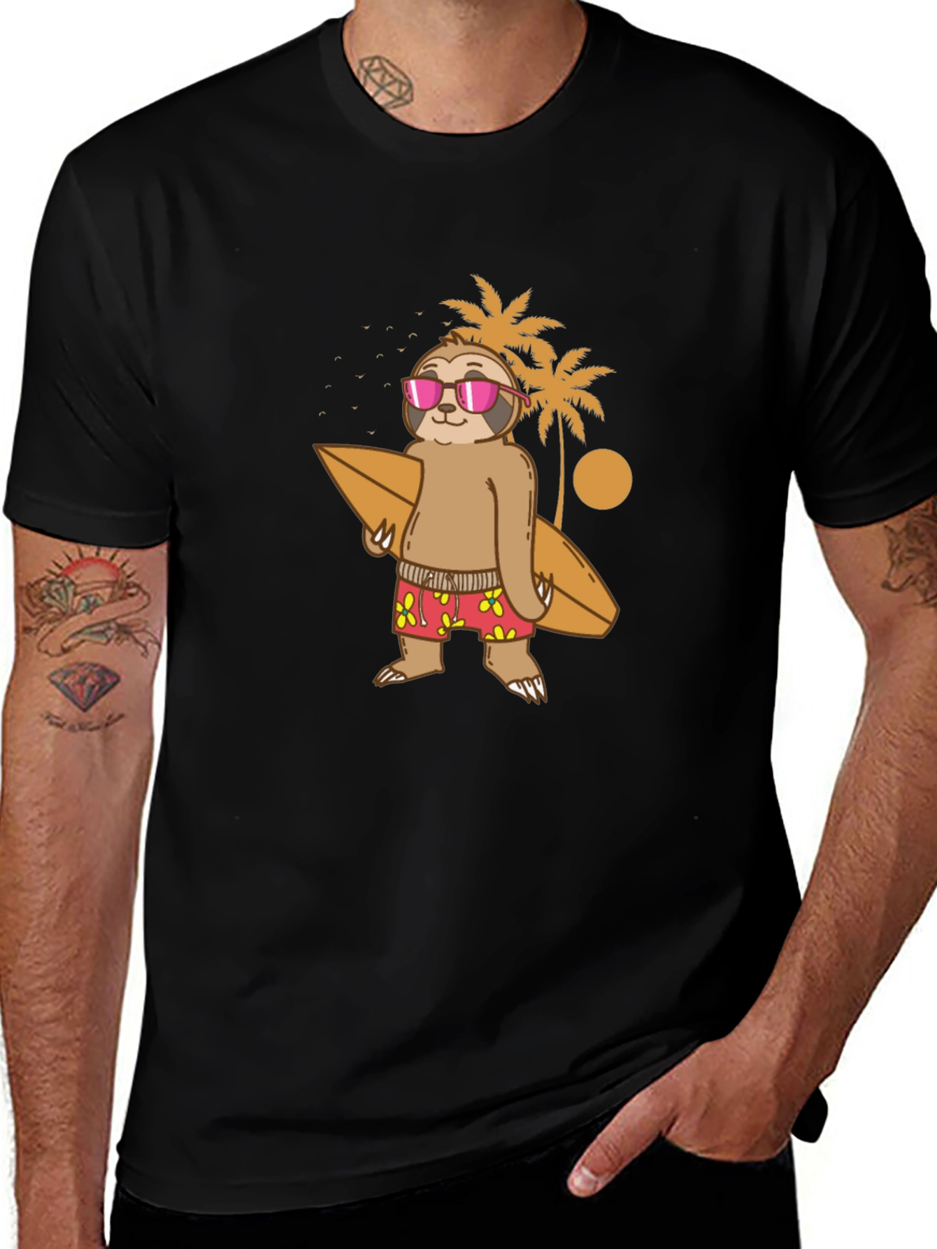 Sloth Surfer Graphic T-Shirt - Summer Style