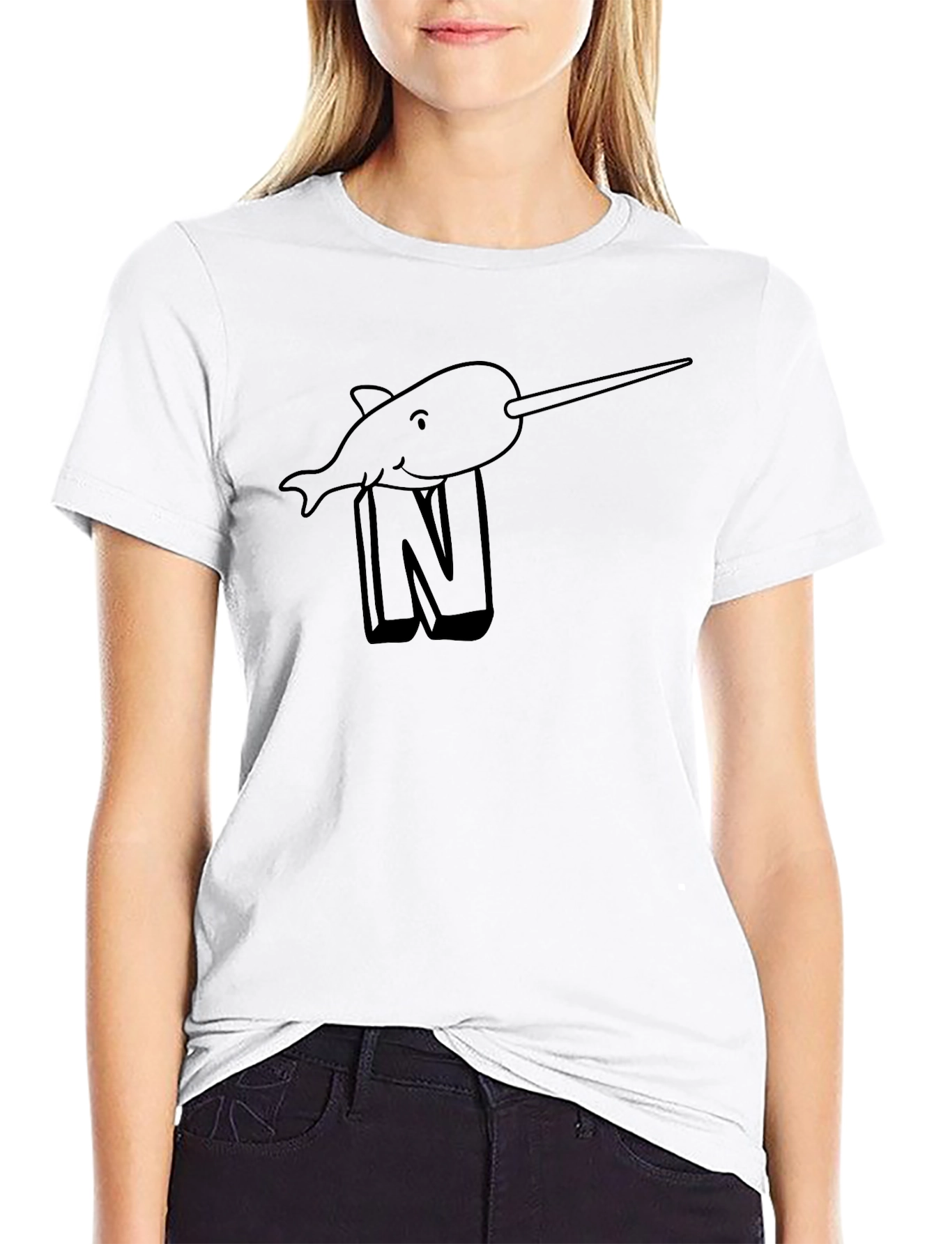 Narwhal N T-Shirt - Black Cotton Tee
