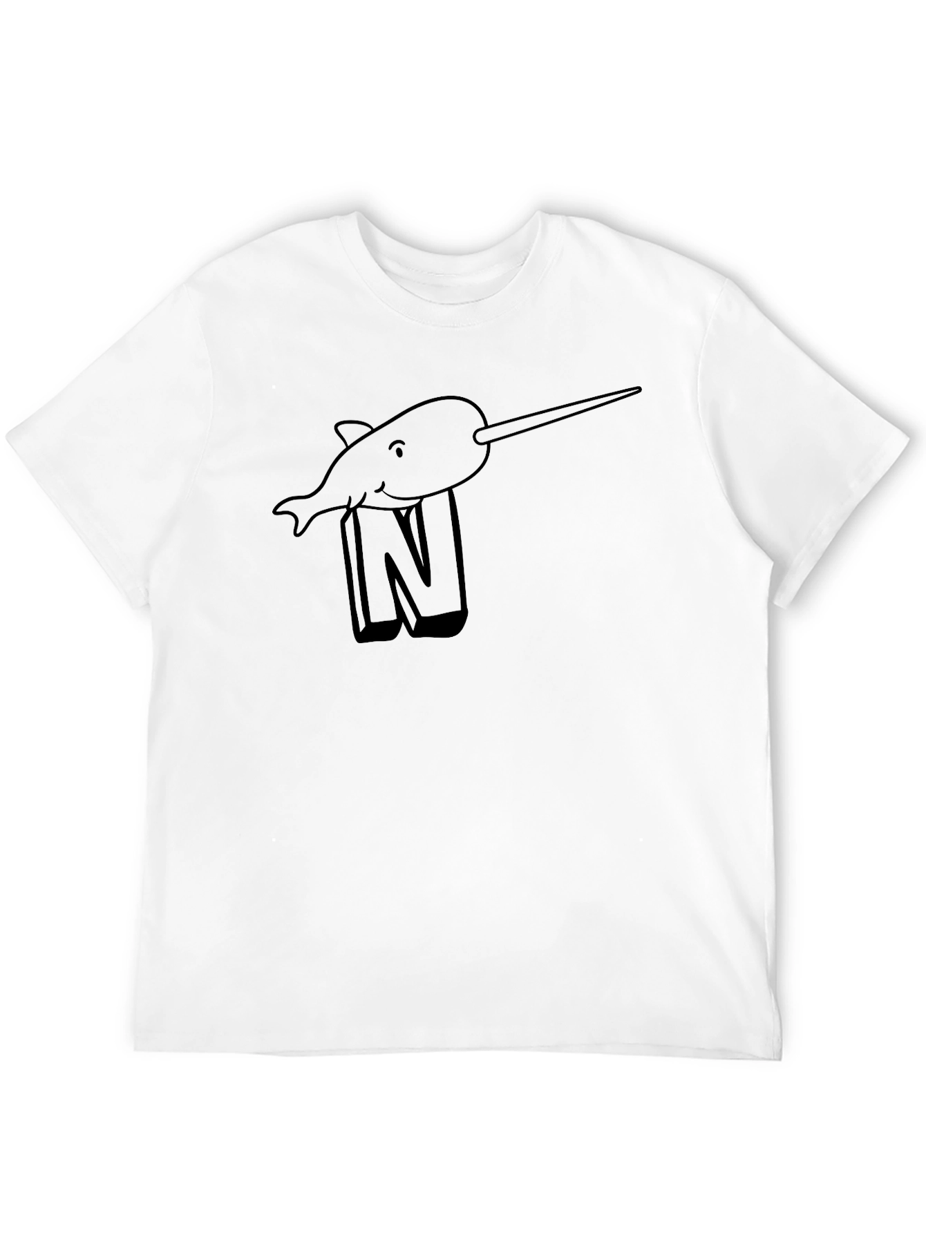 Narwhal N T-Shirt - Black Cotton Tee