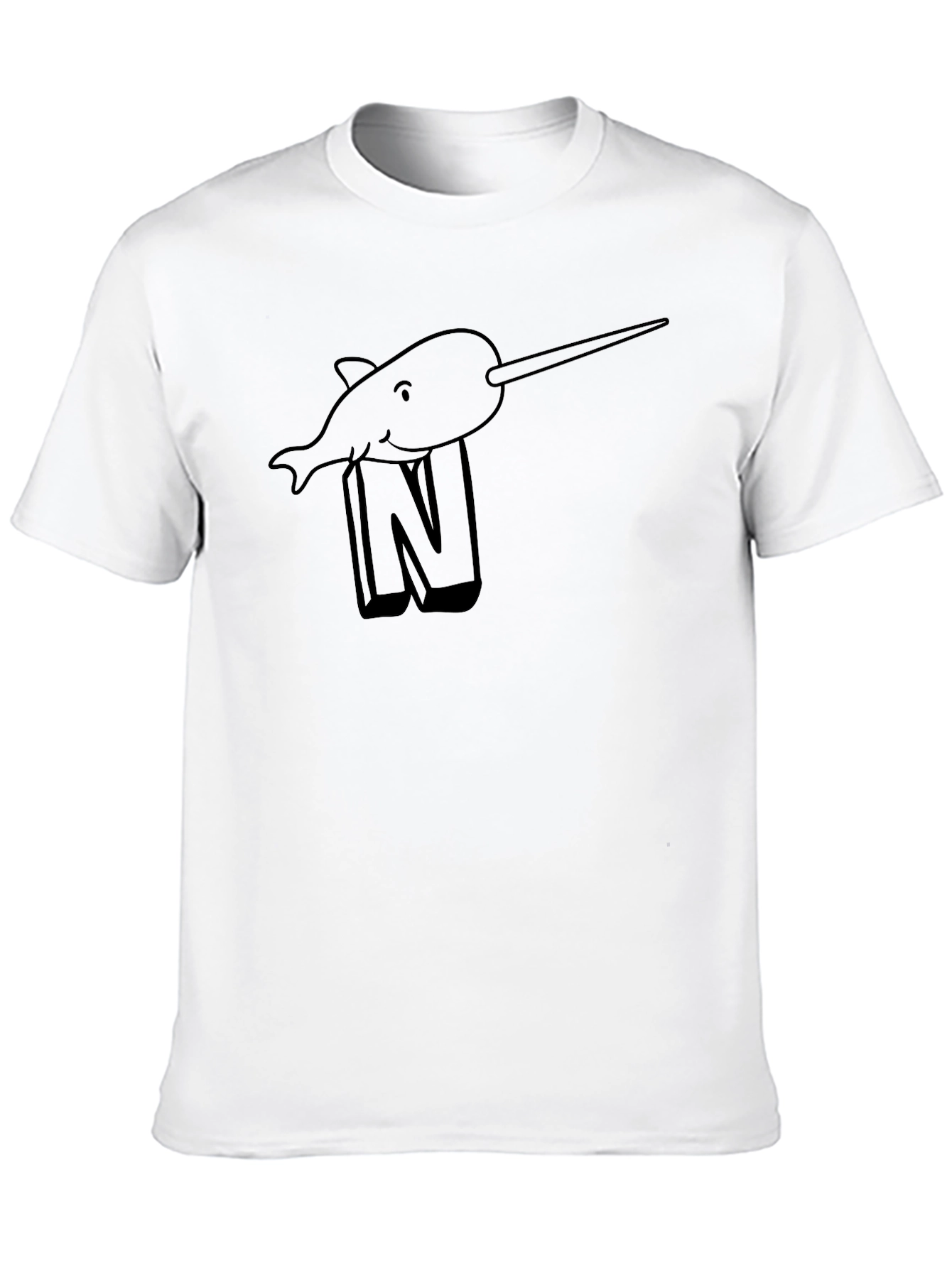 Narwhal N T-Shirt - Black Cotton Tee