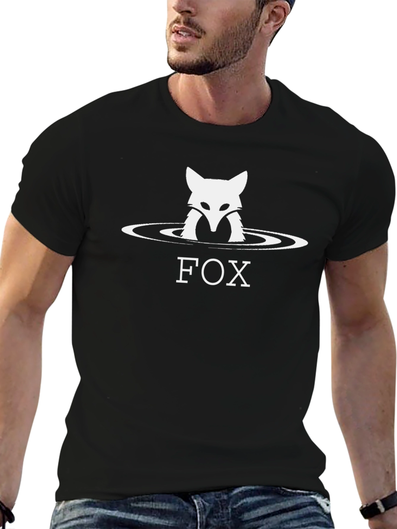 Stylish Fox Graphic Black T-Shirt