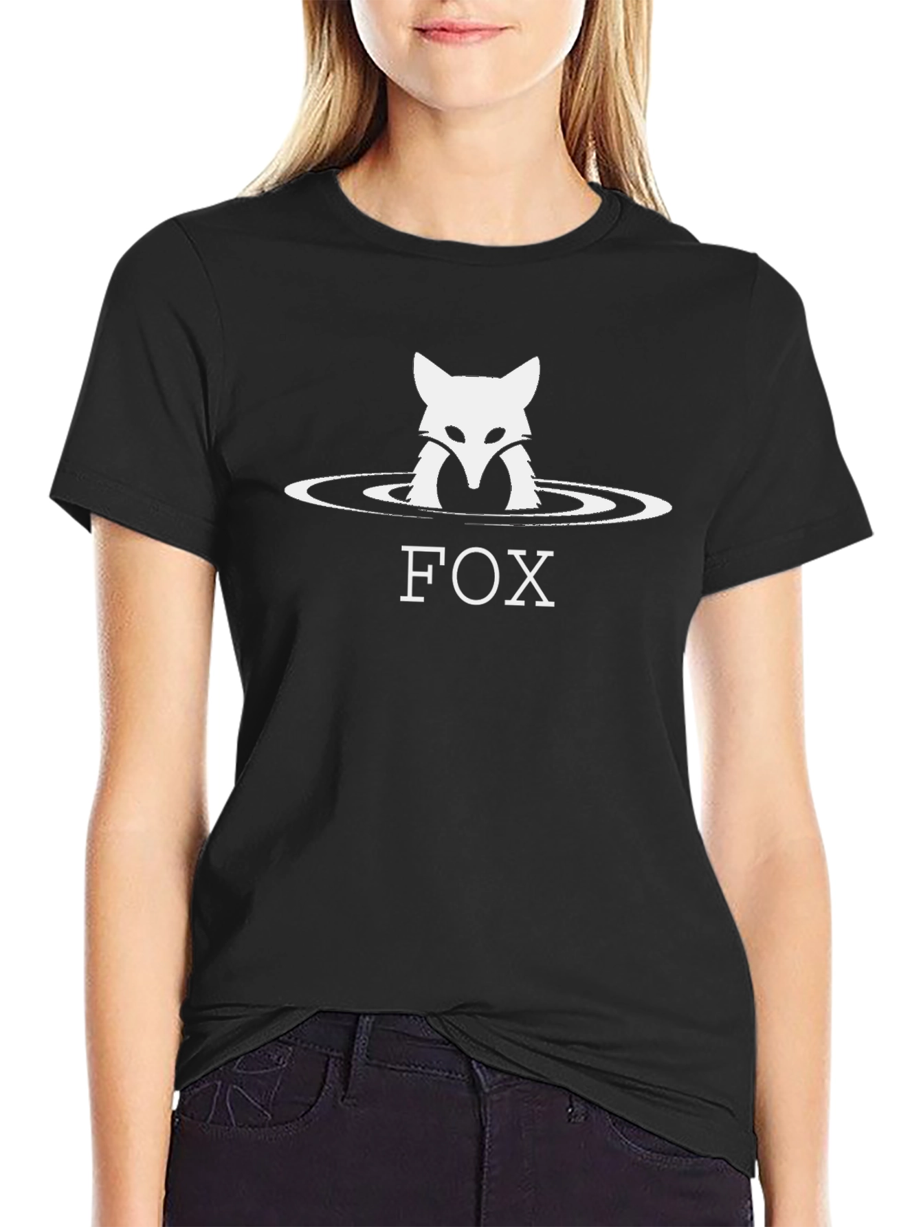 Stylish Fox Graphic Black T-Shirt