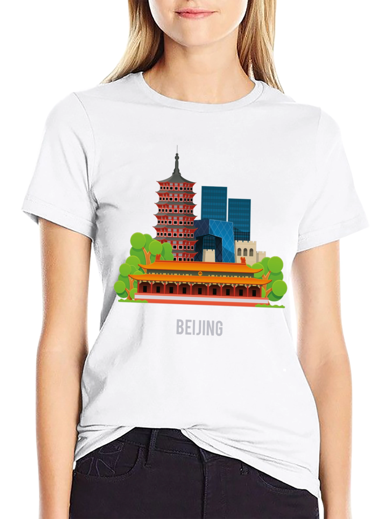 Beijing Skyline Black Graphic Tee