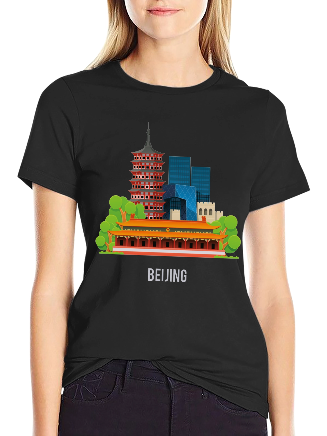 Beijing Skyline Black Graphic Tee