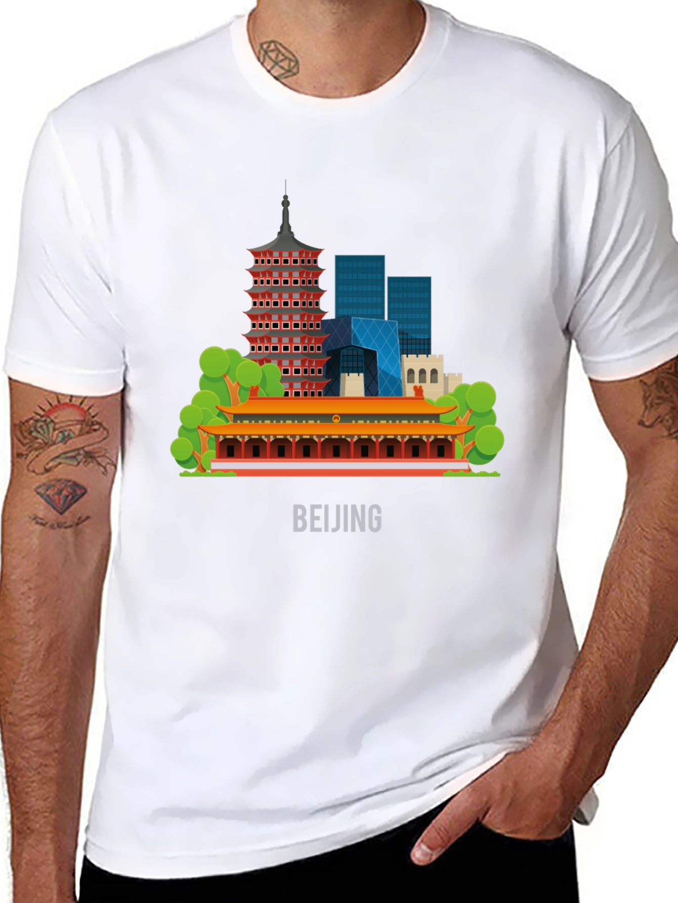 Beijing Skyline Black Graphic Tee