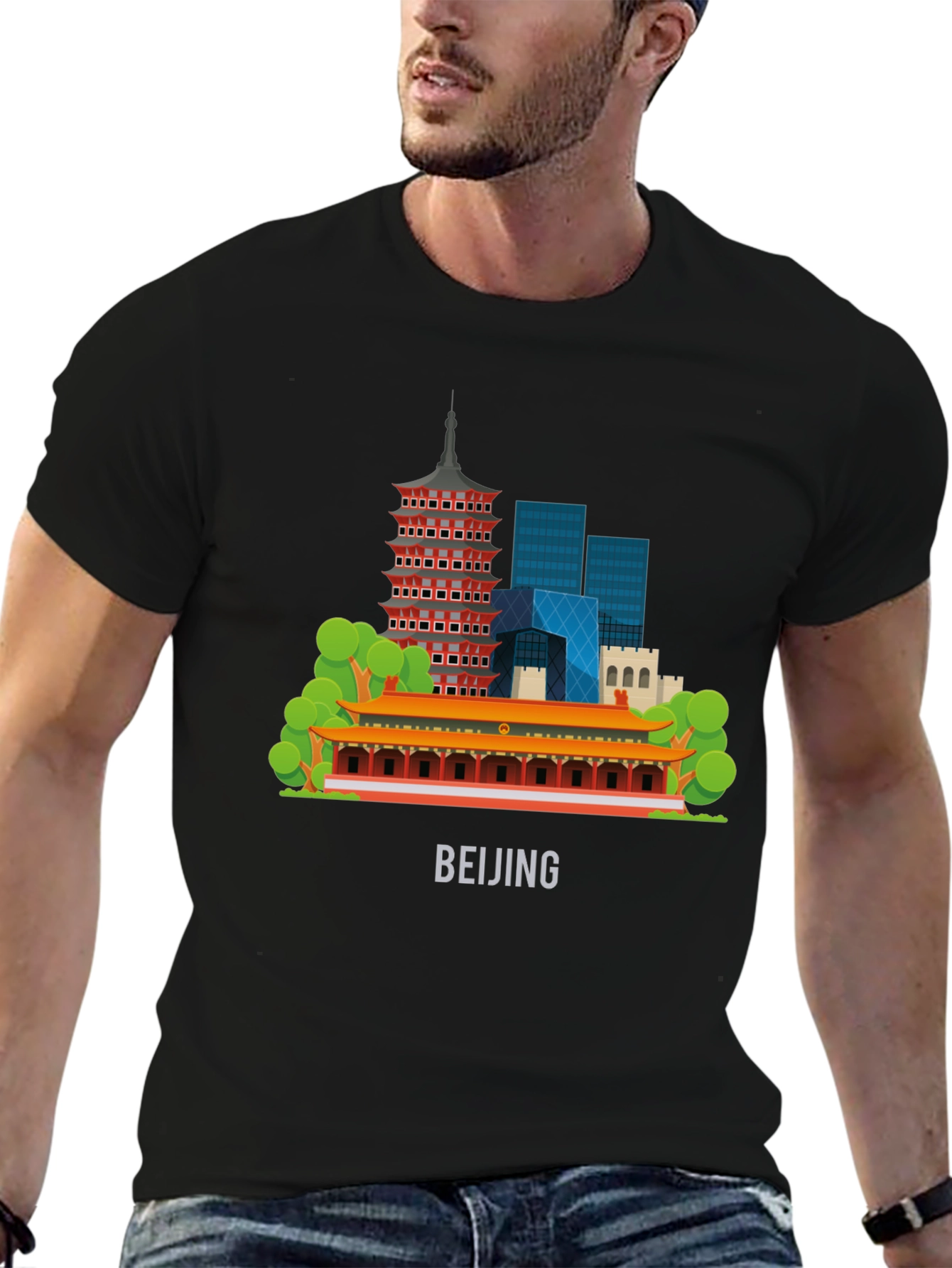 Beijing Skyline Black Graphic Tee