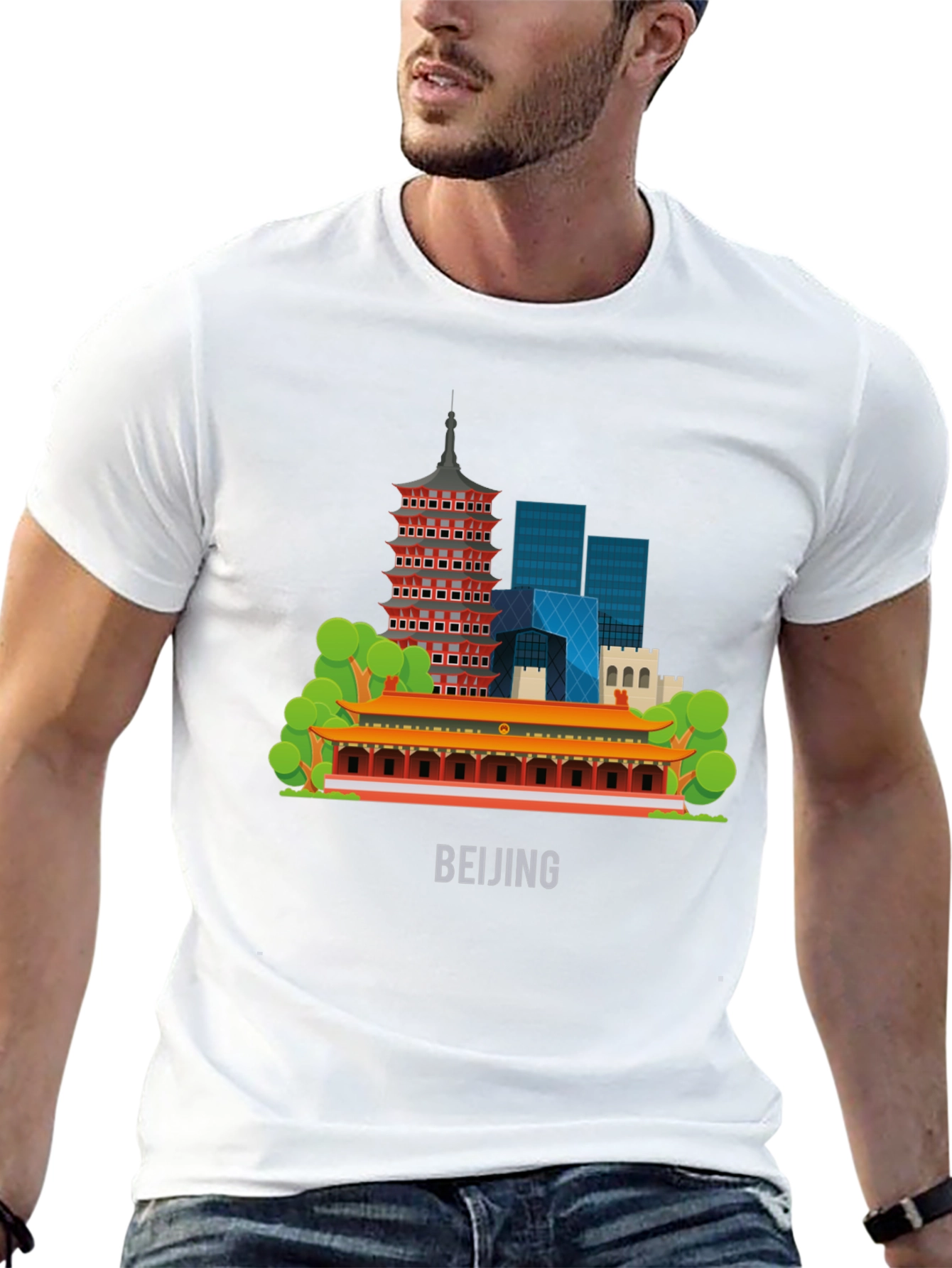 Beijing Skyline Black Graphic Tee