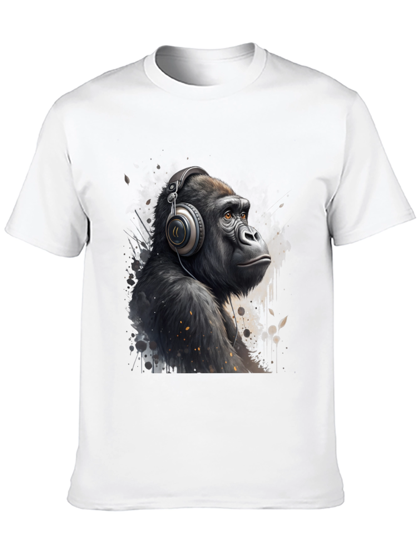 Gorilla Headphones Graphic T-Shirt - Cool Animal Tee