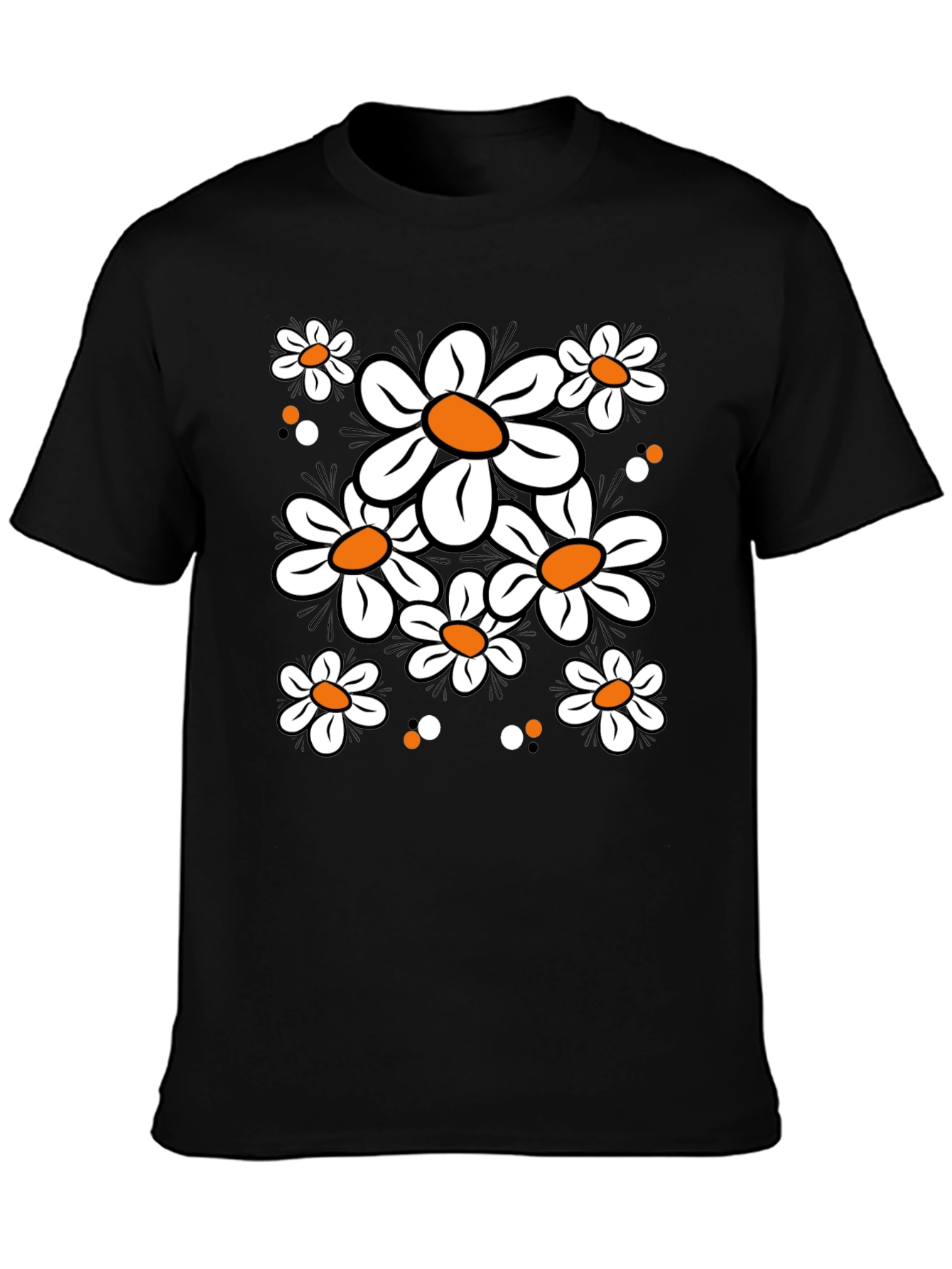 Daisy Flower Graphic Tee - Black