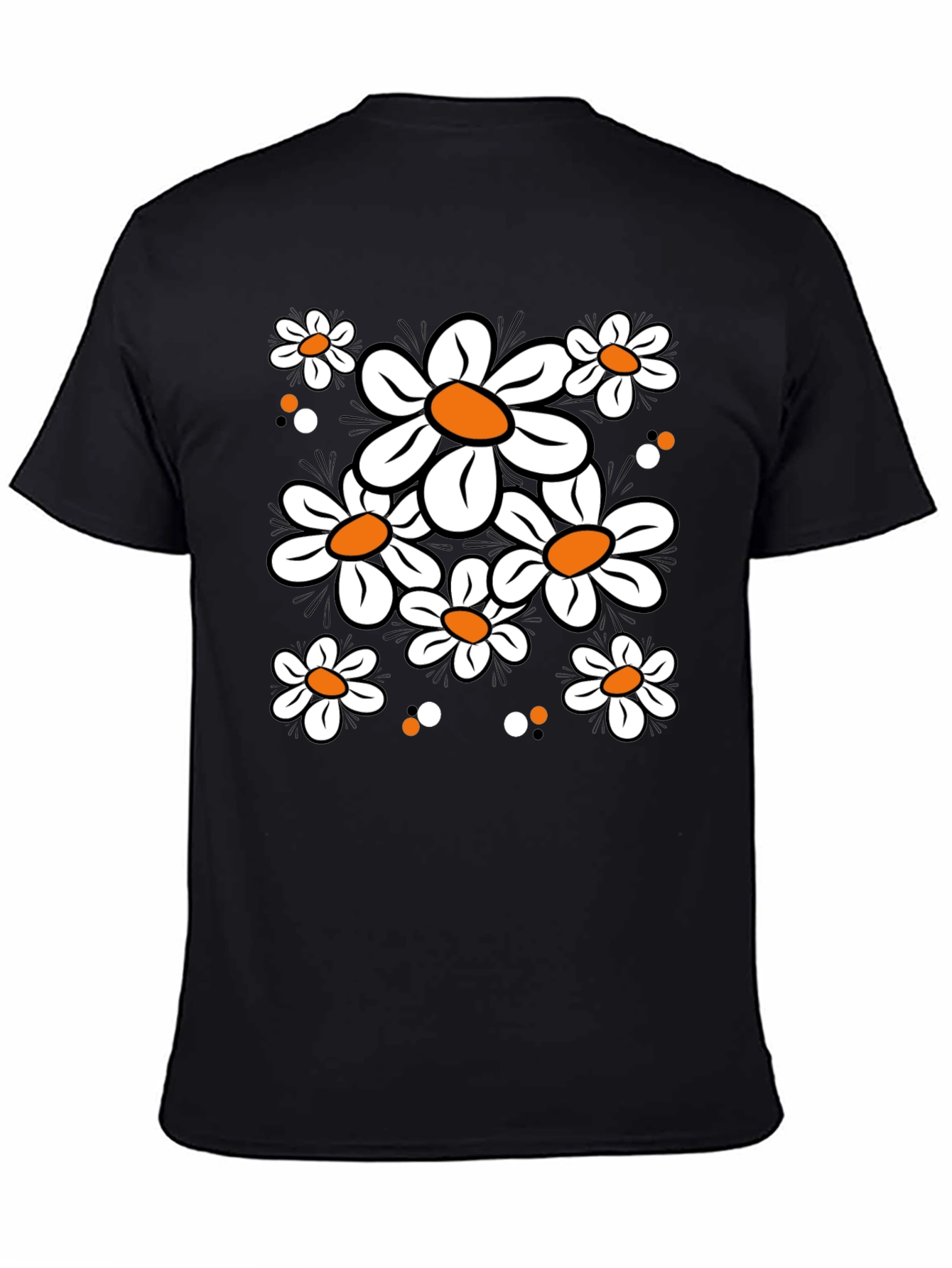 Daisy Flower Graphic Tee - Black