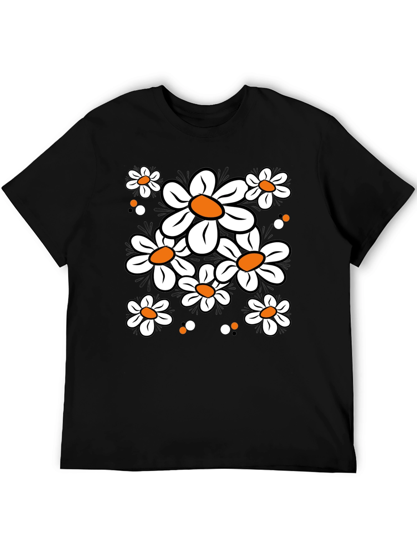 Daisy Flower Graphic Tee - Black