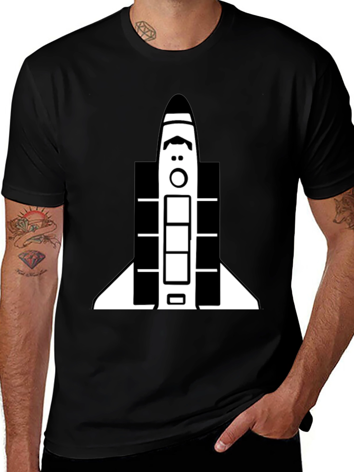 Space Shuttle Graphic Tee - Unisex Black T-Shirt