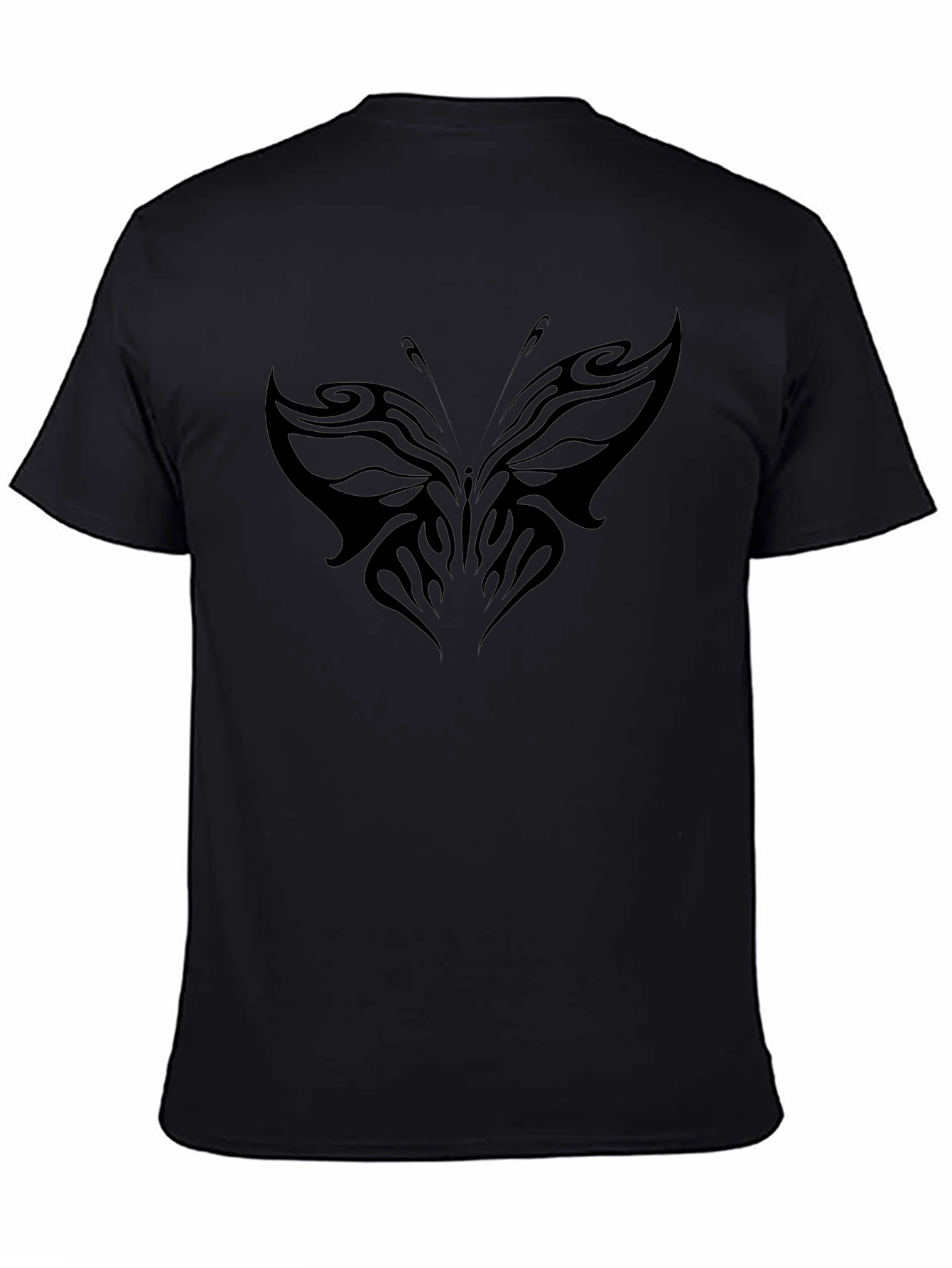 Black T-Shirt with Butterfly Graphic