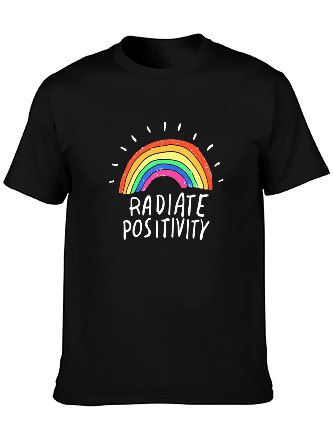 Radiate Positivity Rainbow Graphic Tee - Black